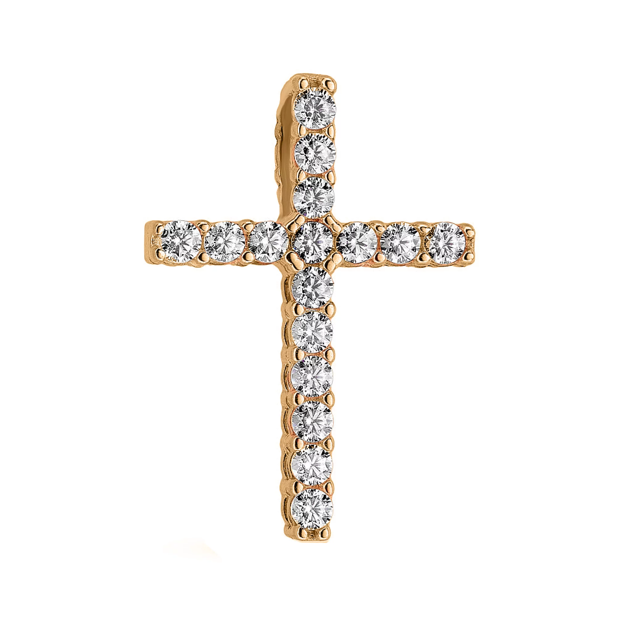 Золотой крестик с дорожкой фианитов - 1619156 – изображение 1