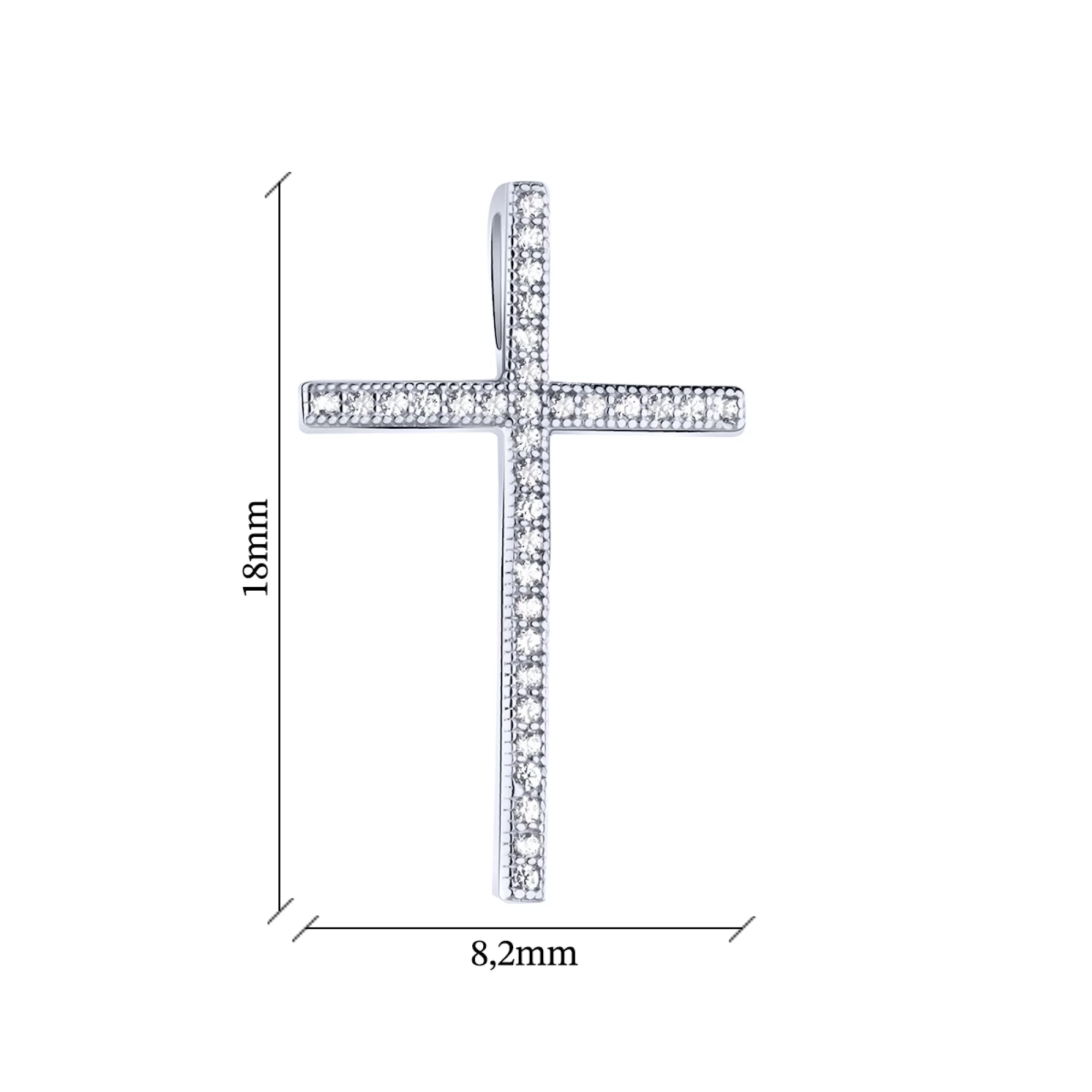 Срібний декоративний хрестик з доріжкою фіаніту - 1639793 – зображення 2