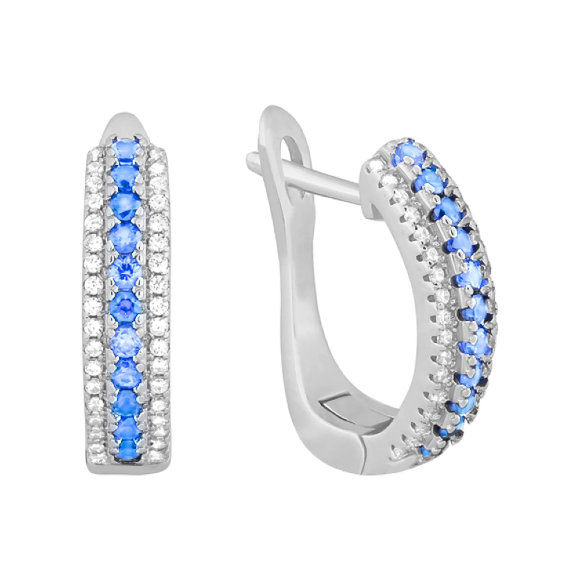 Серебряные серьги с фианитами - 379896 - 1