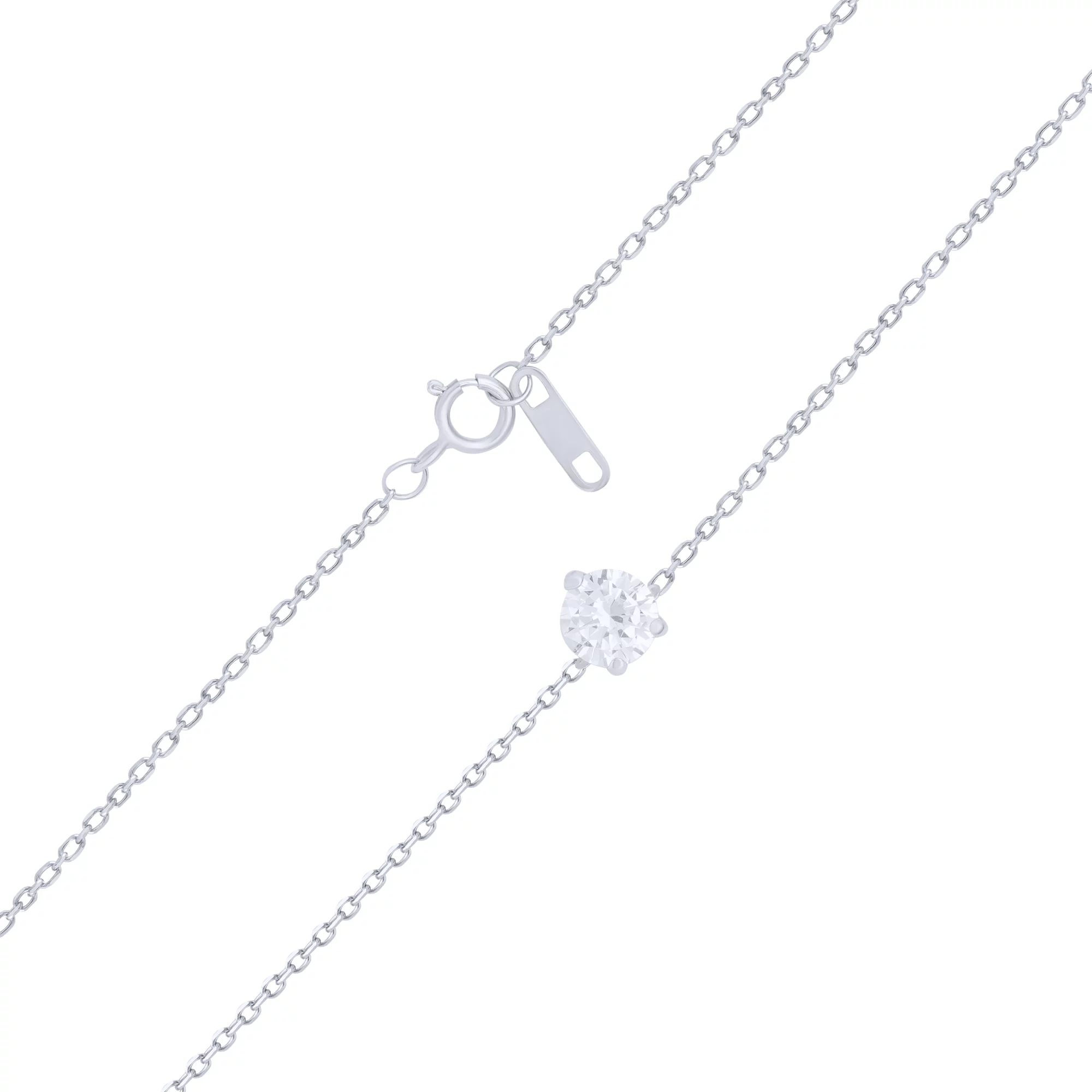 Серебряная цепочка с подвесным фианитом якорного плетения - 1685555 – изображение 1