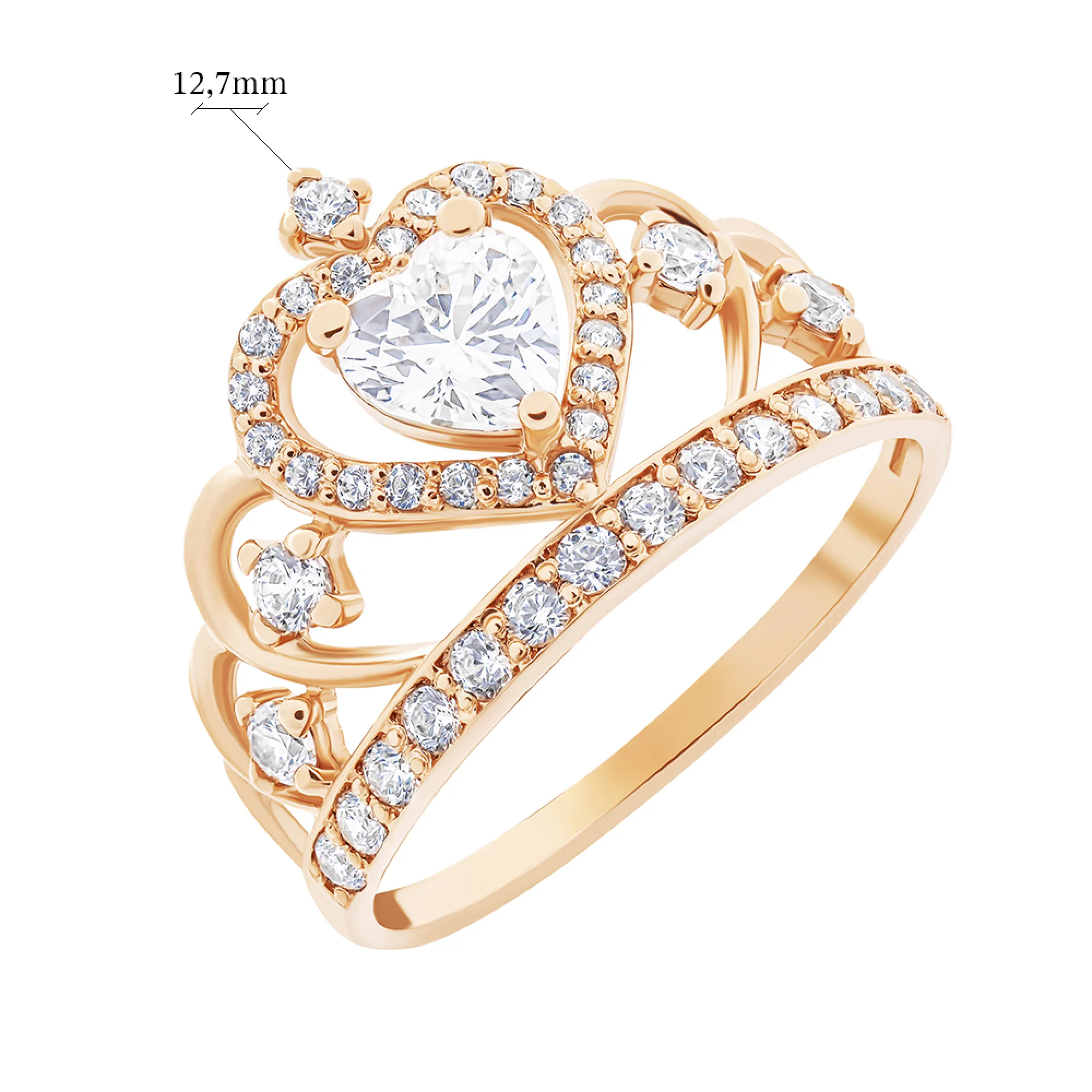 Кольцо из красного золота "Корона" с фианитами - 1488583 - 3