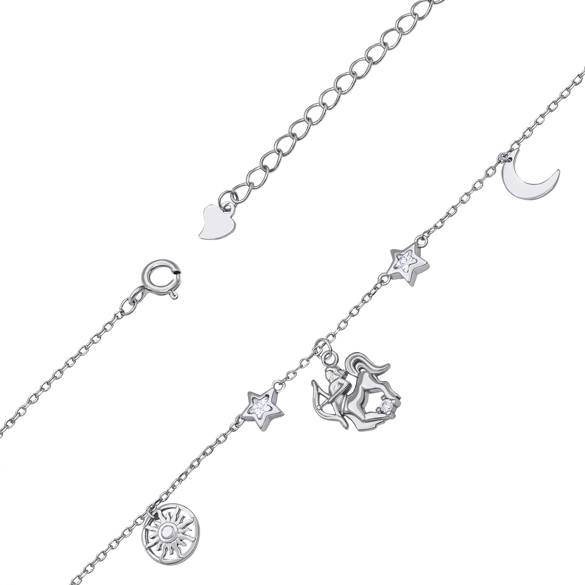 Браслет из серебра с фианитами "Знак зодиака-Стрелец" плетение якорное - 1530219 – изображение 2