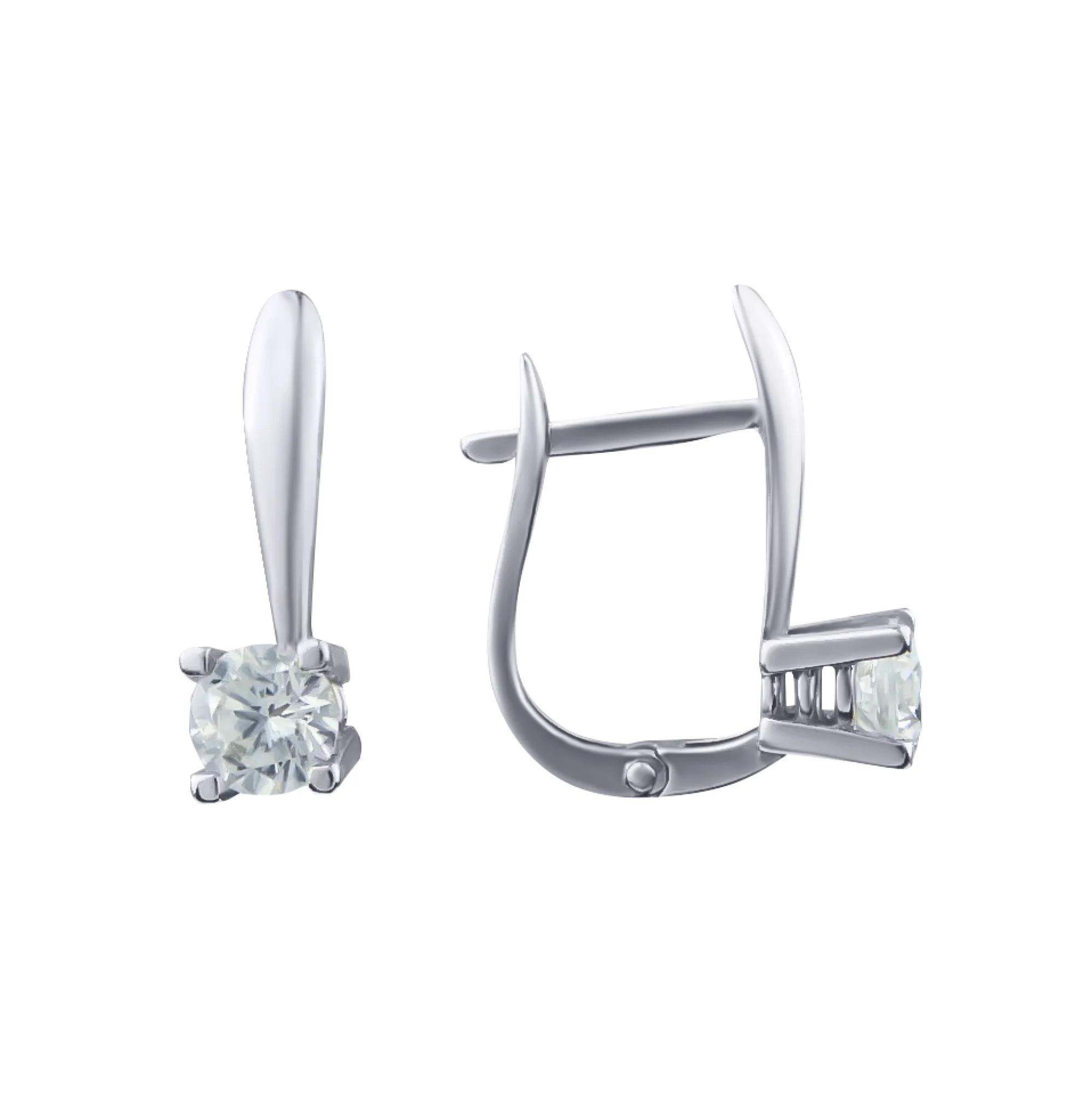 Серьги из белого золота с цирконием - 603957 - 1