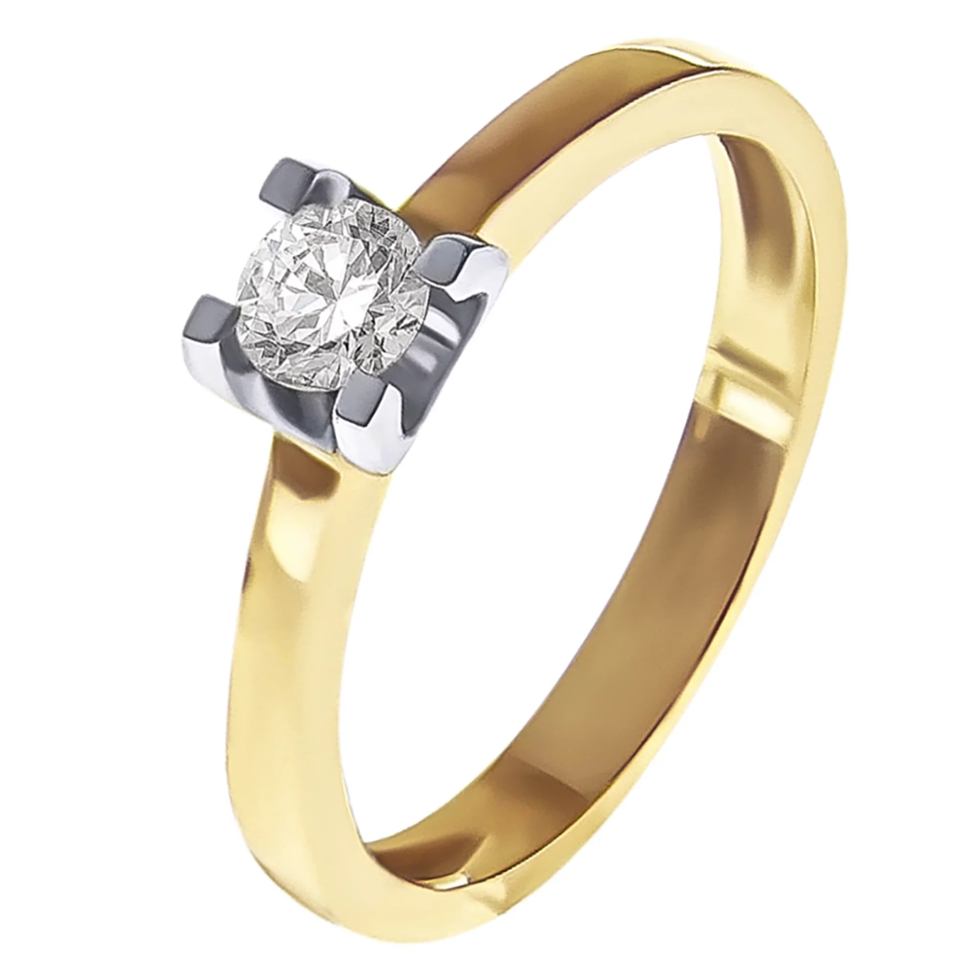 Золотое кольцо с бриллиантом - 502450 – изображение 1