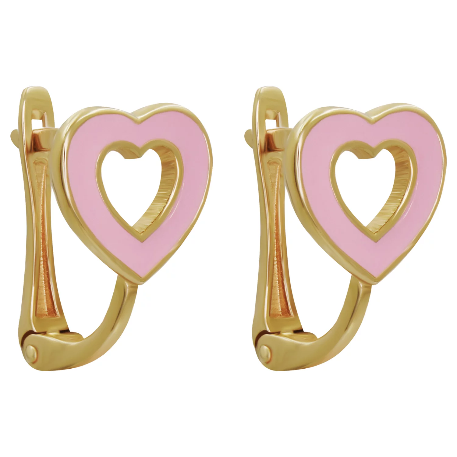 Сережки из красного золота с розовой эмалью Сердечки. Артикул С0593: цена, отзывы, фото – купить в интернет-магазине AURUM