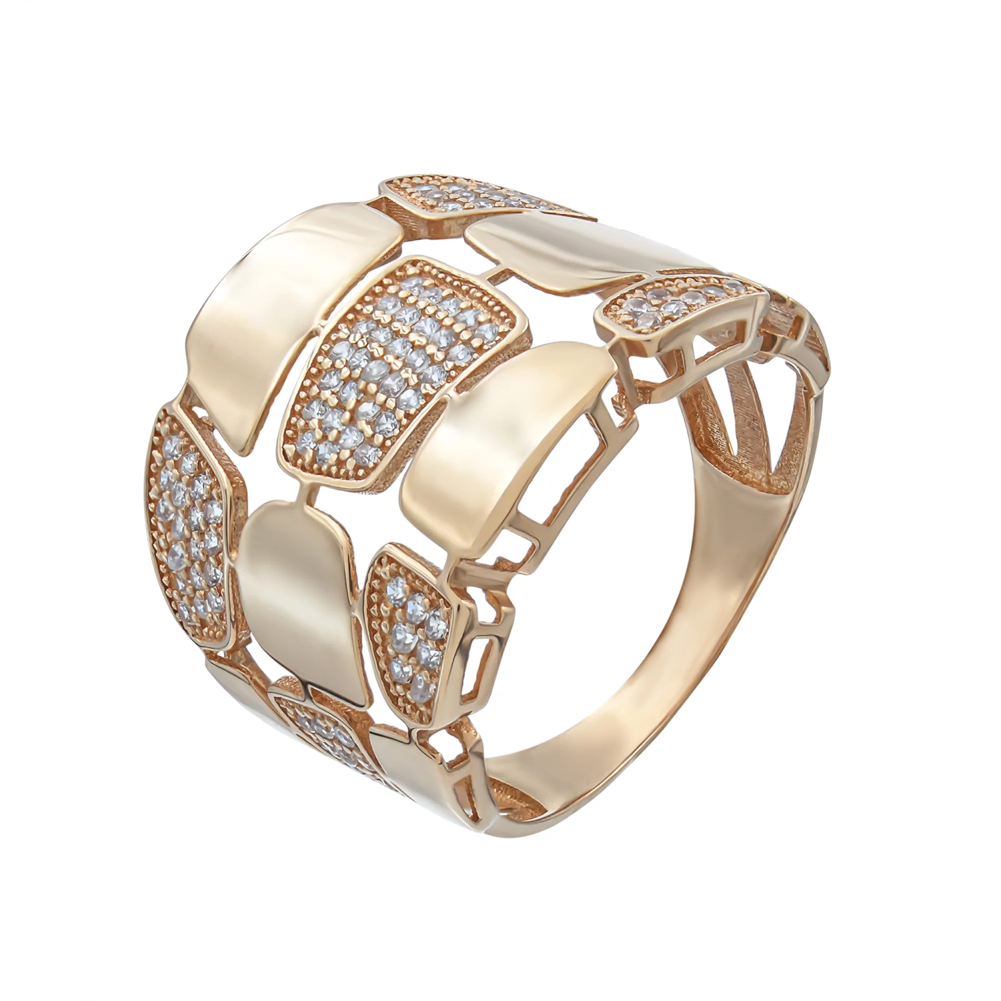 Золотое кольцо с фианитом - 770823 – изображение 1