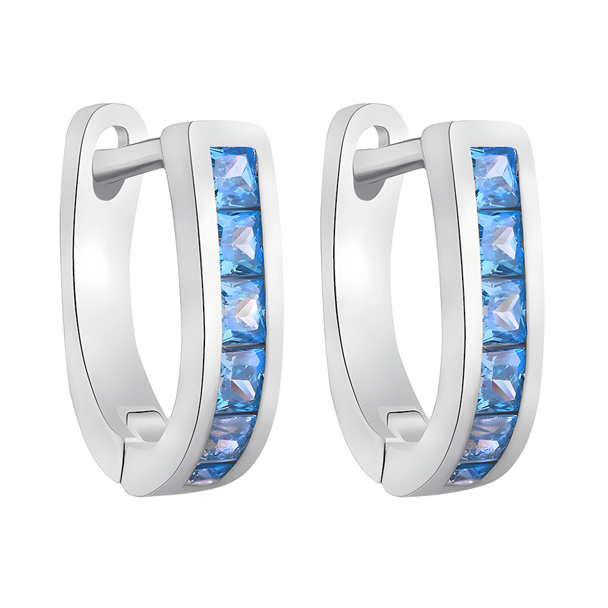 Серебряные серьги с фианитами - 375075 - 1