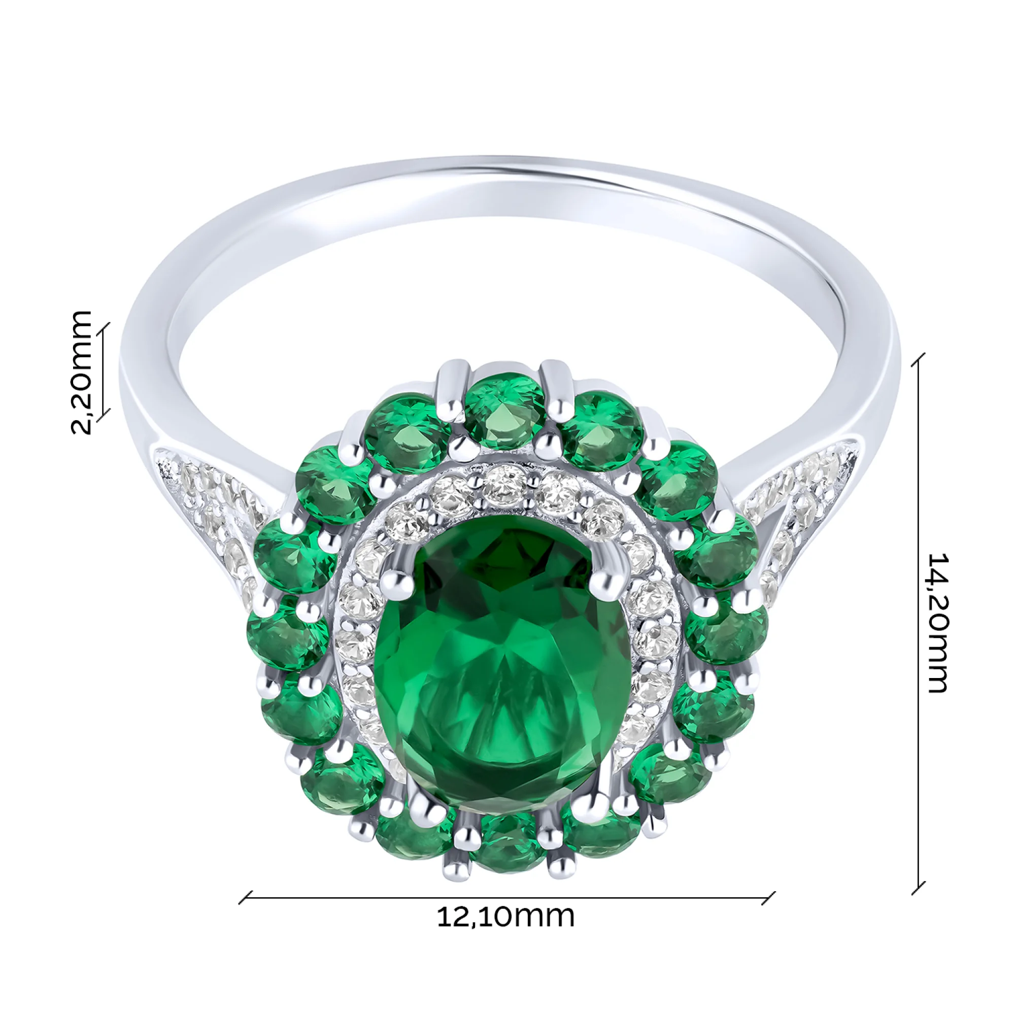 Серебряное кольцо с фианитами и альпинитами  - 2216763 - 3