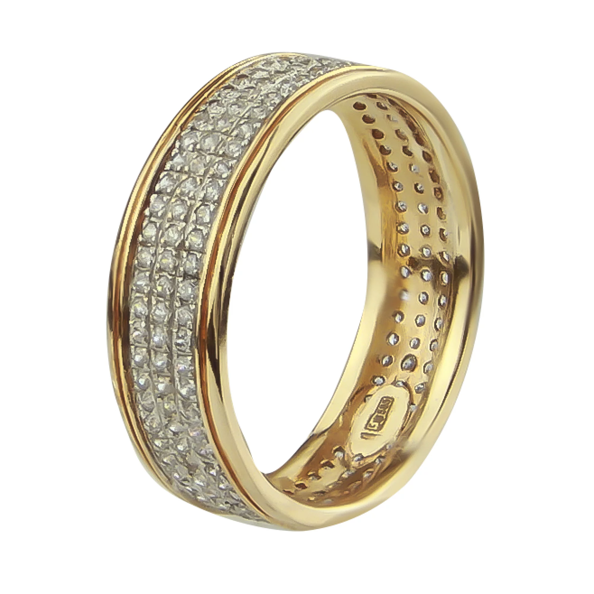 Золотое кольцо с фианитами - 637070 – изображение 1