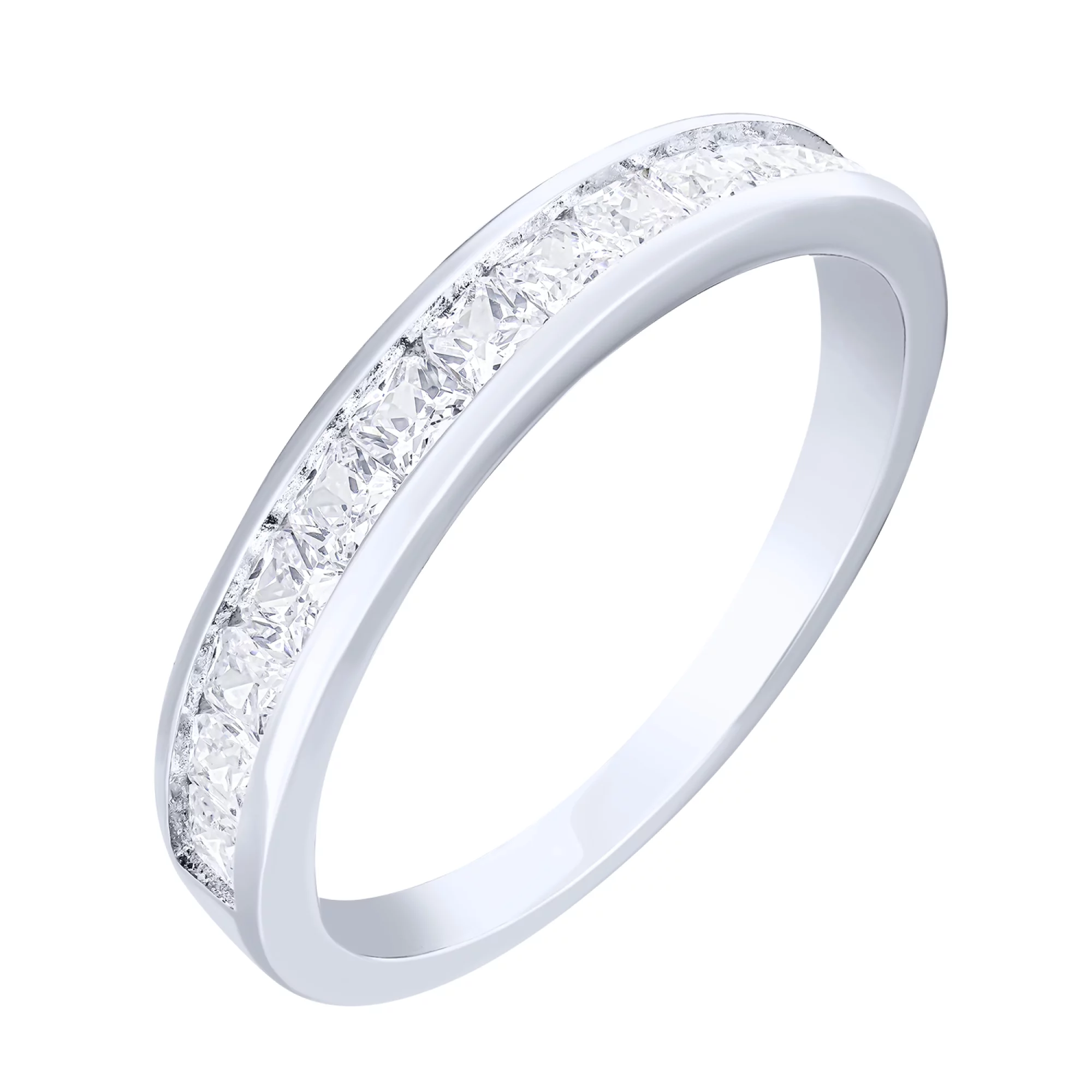 Серебряное кольцо с дорожкой из фианитов - 1572355 – изображение 1