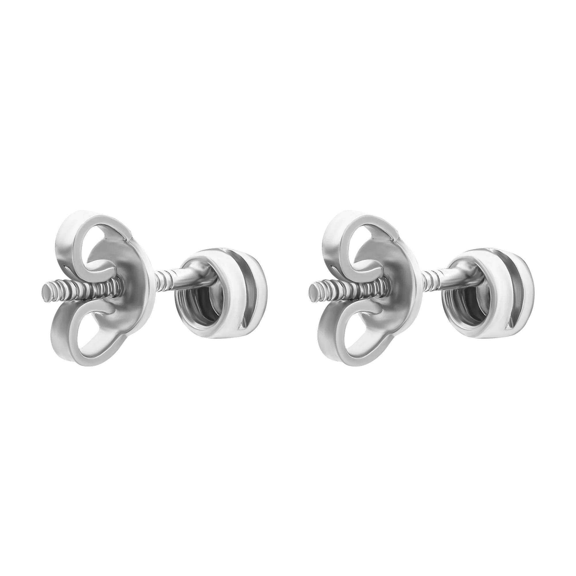 Сережки-гвоздики с бриллиантом из белого золота - 972796 - 2