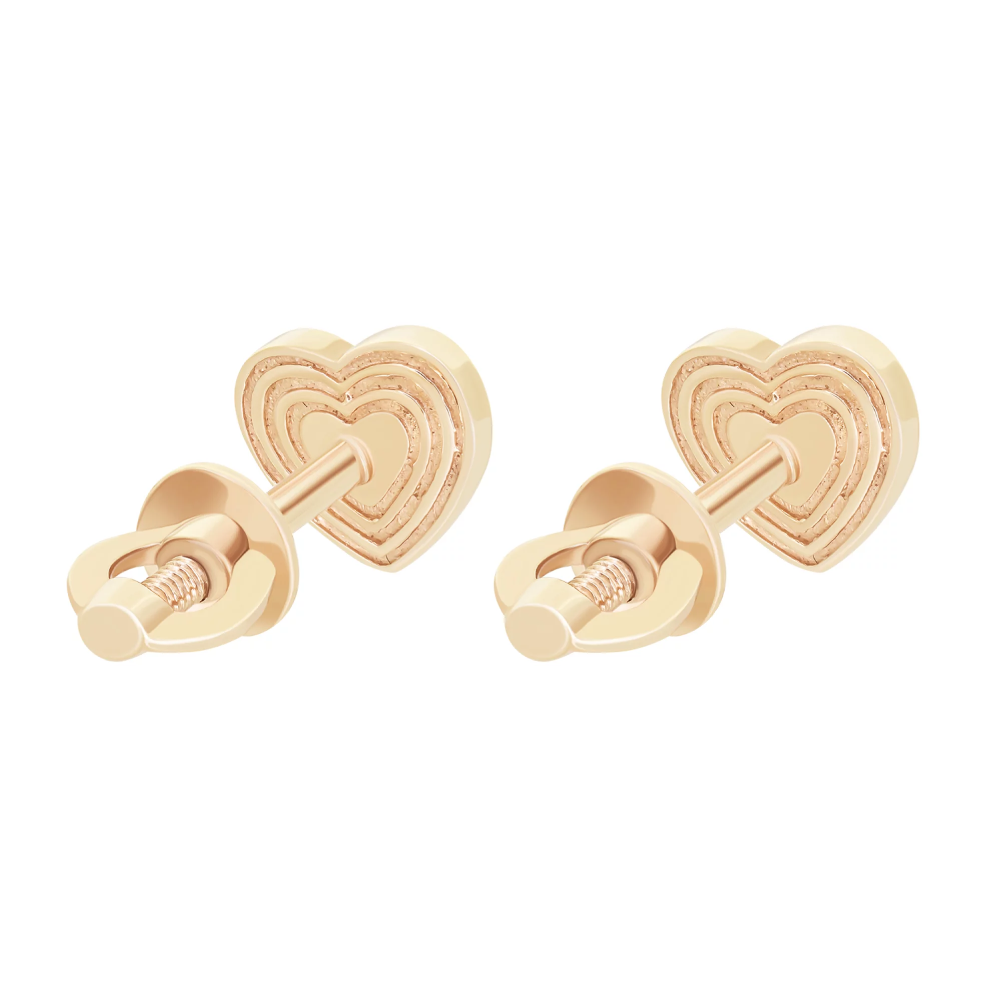 Золоті сережки-гвоздики "Серце" з емаллю - 1628503 – зображення 2