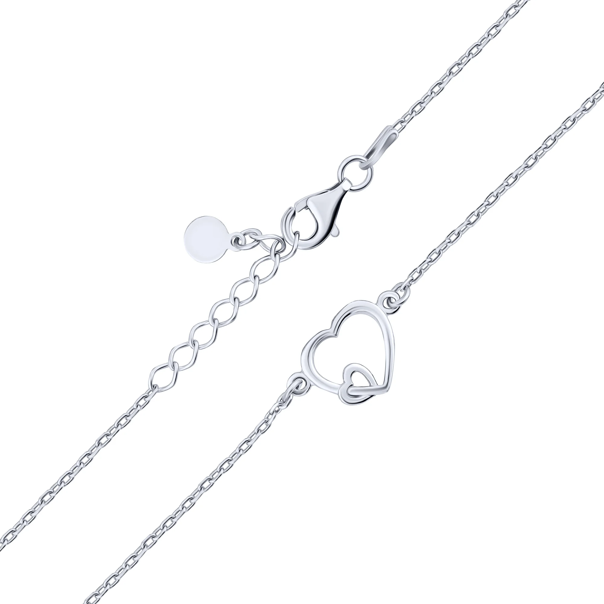 Серебряный браслет "Сердца" плетение якорь - 2149510 - 2