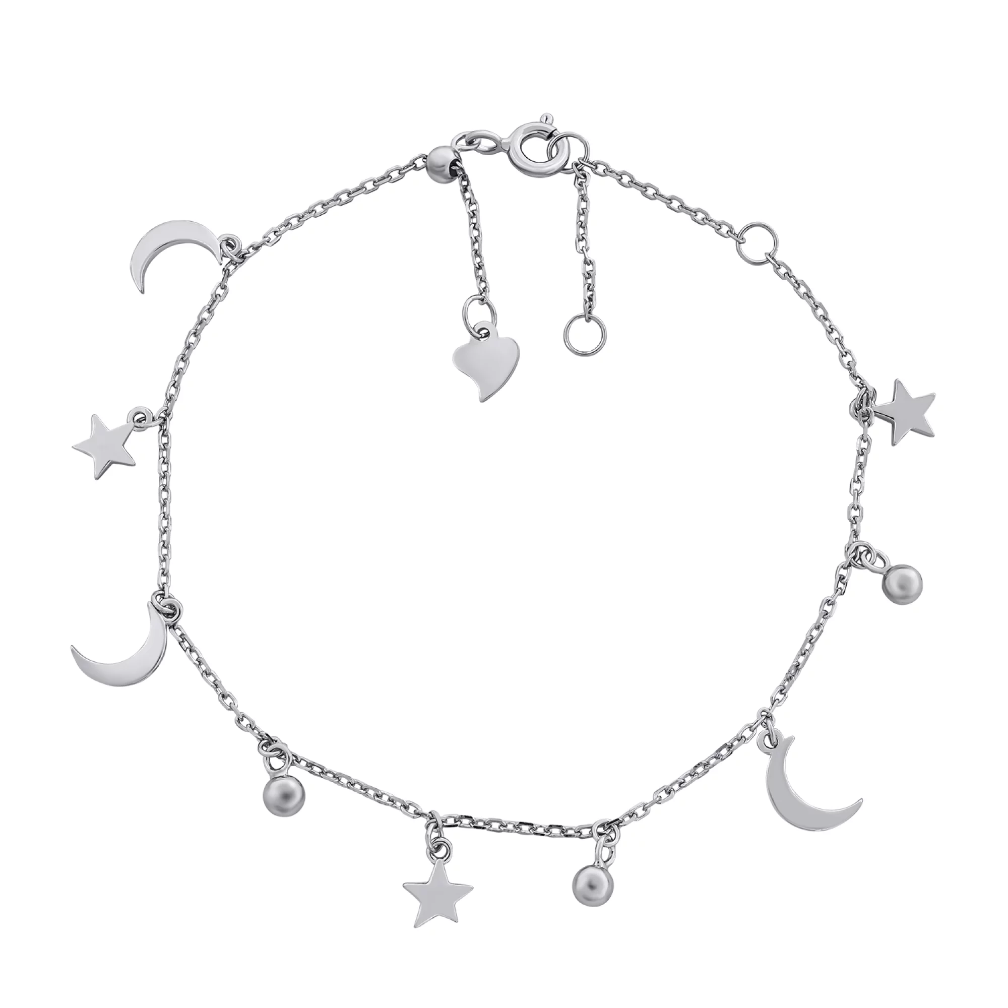 Браслет зі срібла з підвісами "Місячна Доріжка" якірне плетіння - 1436413 – зображення 1