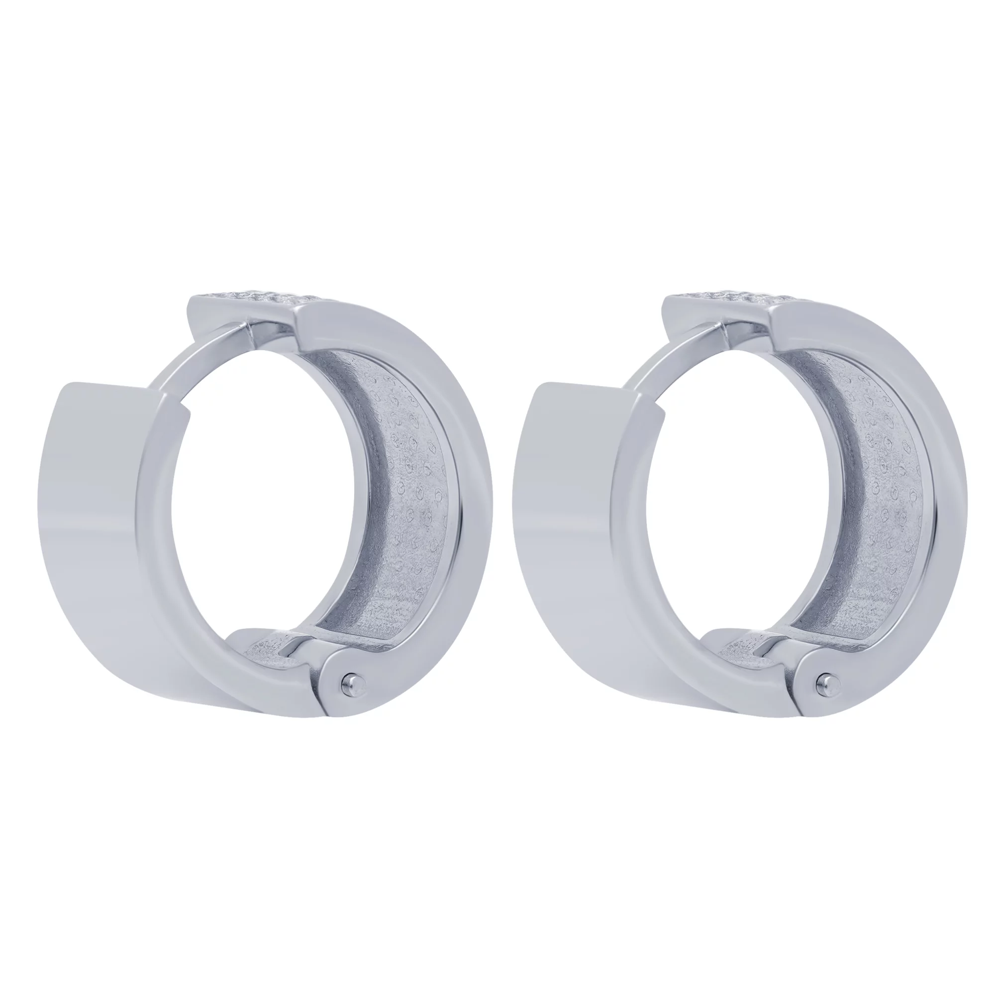 Срібні сережки-кільця з розсипом фіанітів - 1668289 – зображення 2