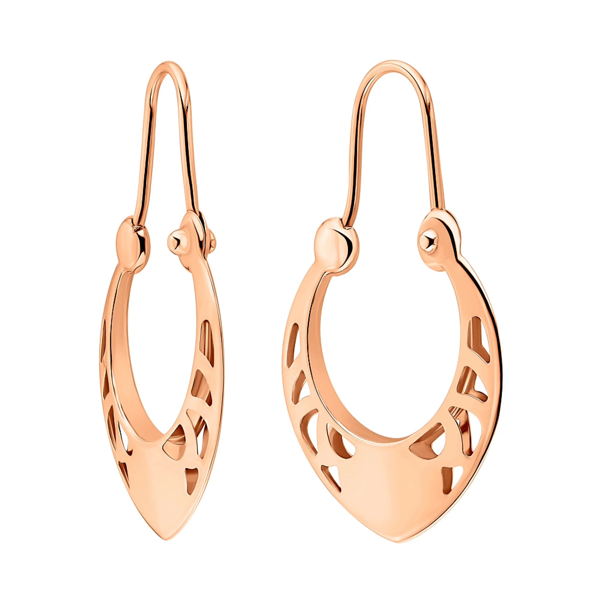Сережки-петли из красного золота - 960694 - 1