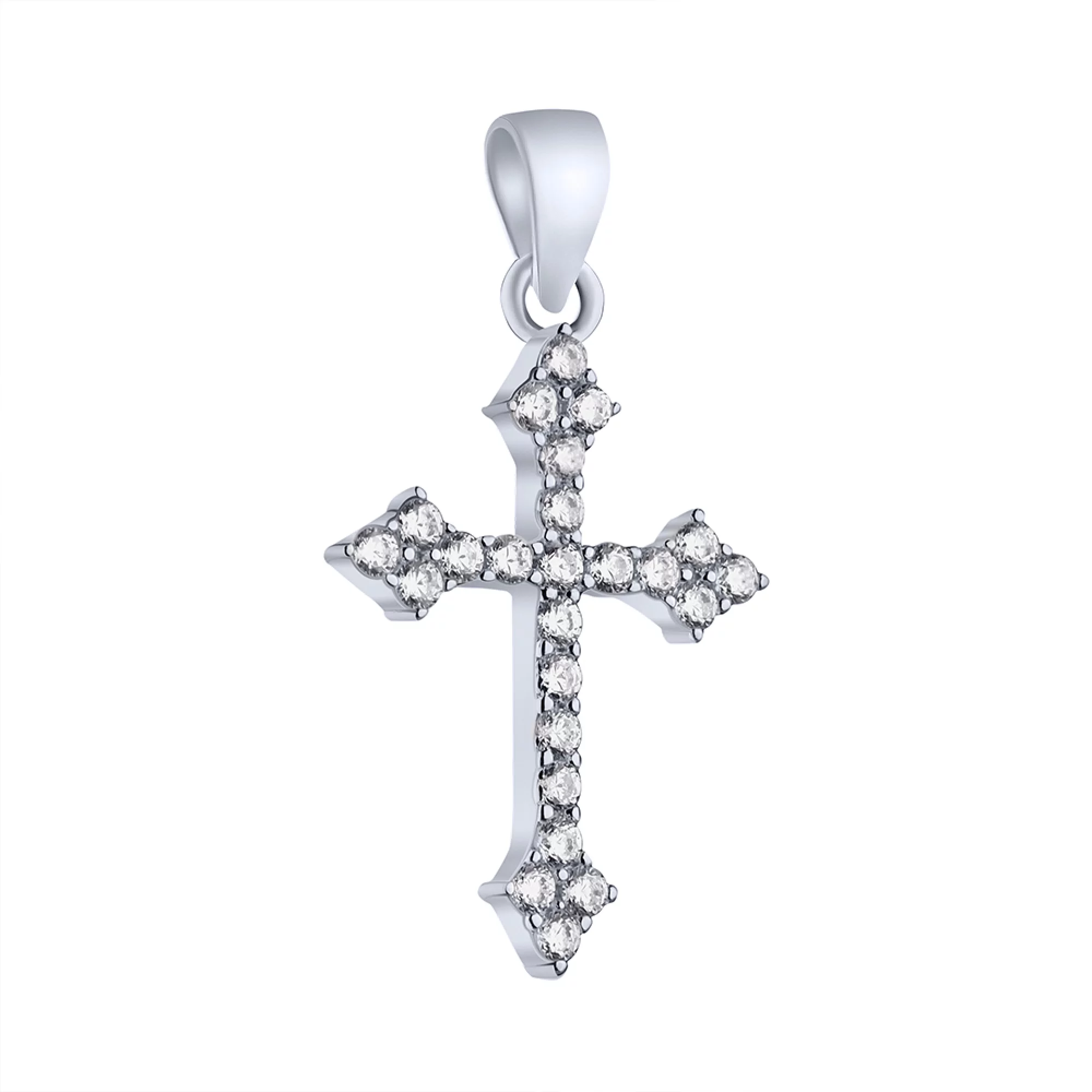 Декоративный серебряный крестик с фианитами - 1618222 – изображение 1