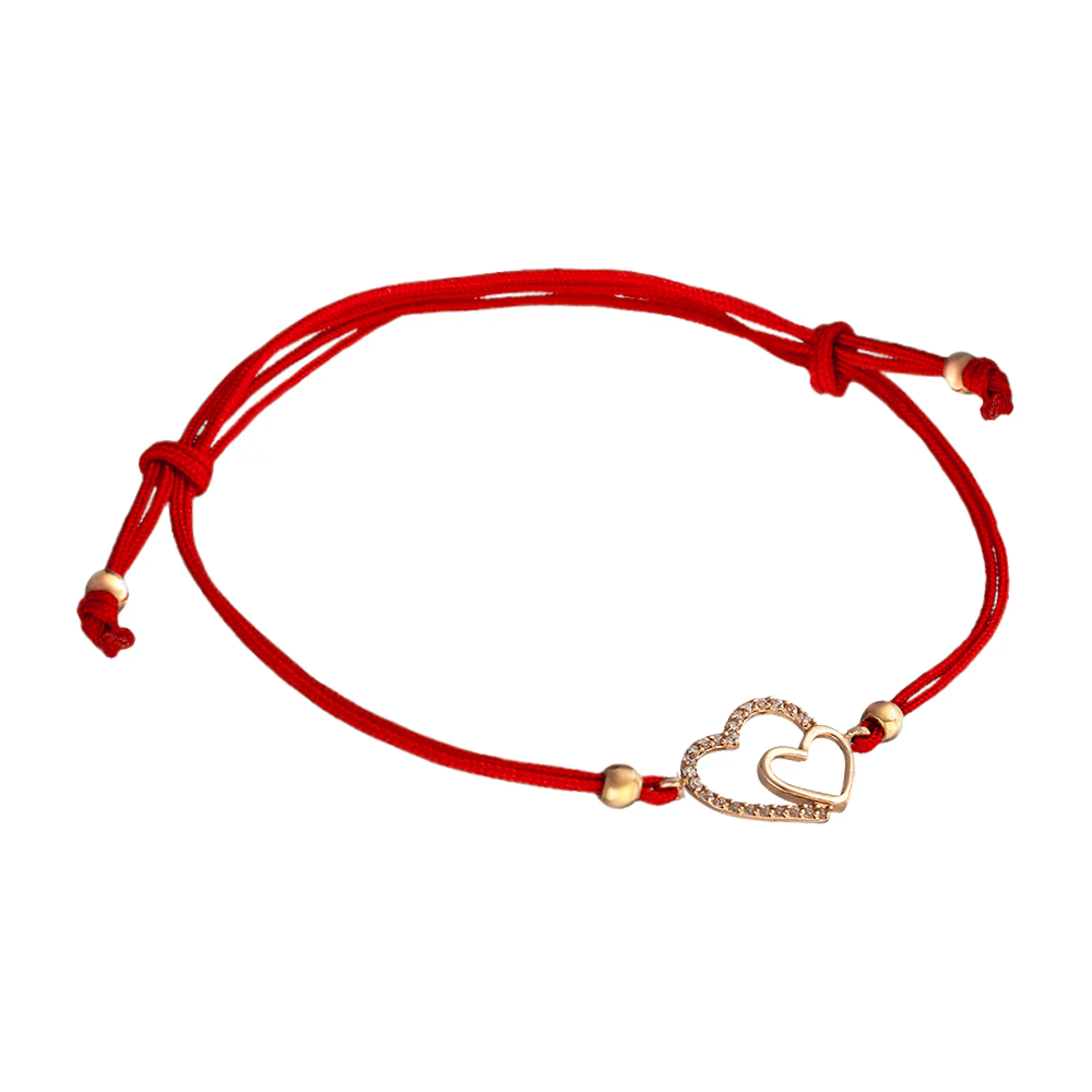 Красная нить с золотой вставкой с фианитами Сердце - 443943 – изображение 1