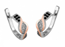 Сережки из серебра с фианитами и позолотой - 960736