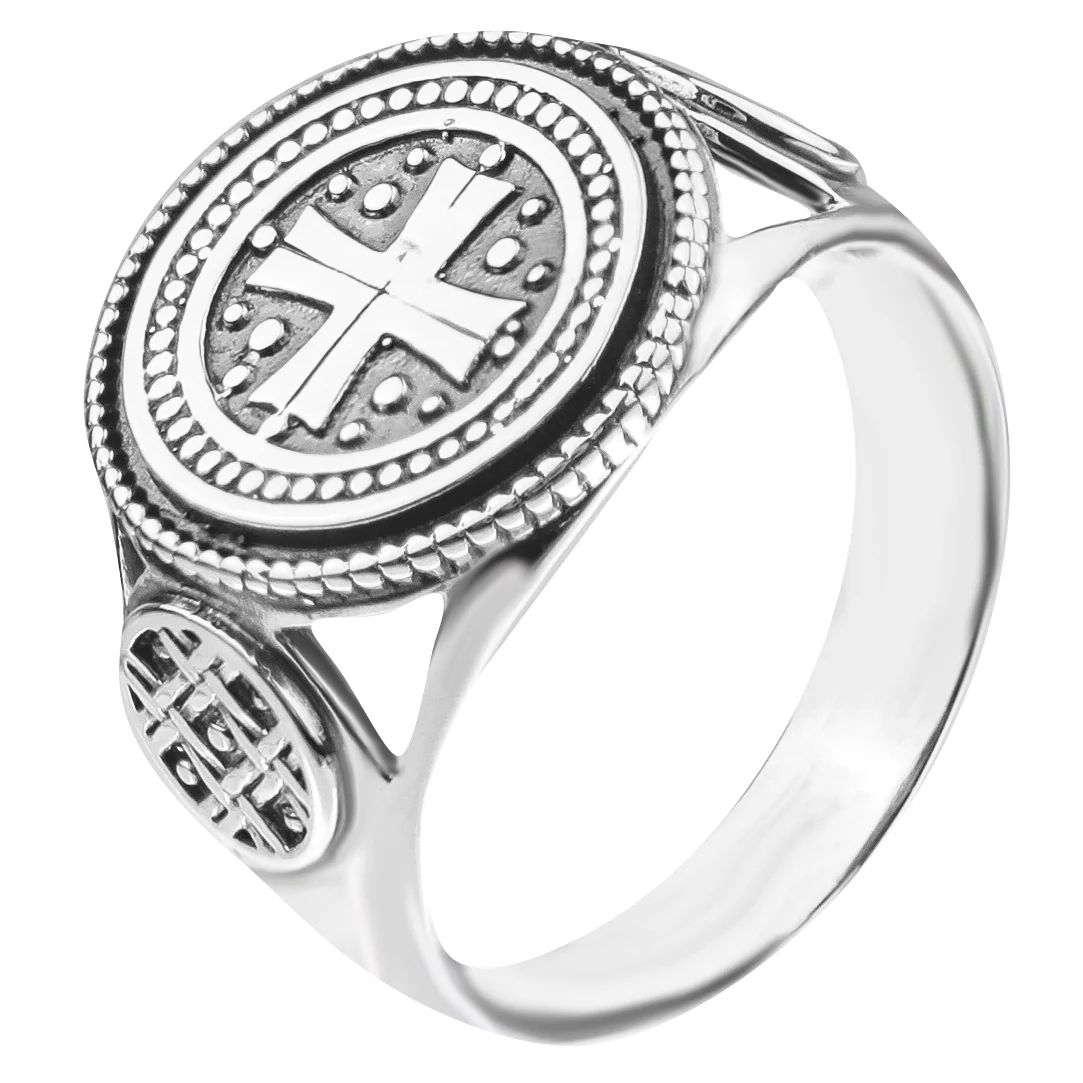 Перстень-печатка зі срібла з хрестом. Артикул 7906/Г-3140ч: ціна, відгуки, фото – купити в інтернет-магазині AURUM