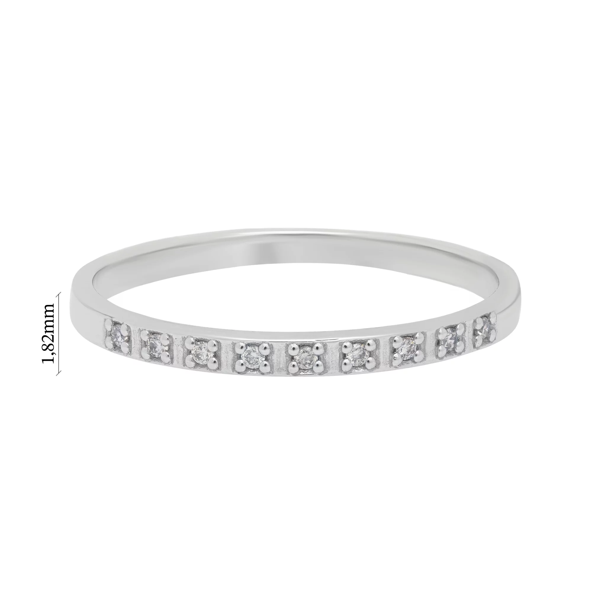 Тонкое кольцо с дорожкой бриллиантов из белого золота - 1644743 – изображение 5