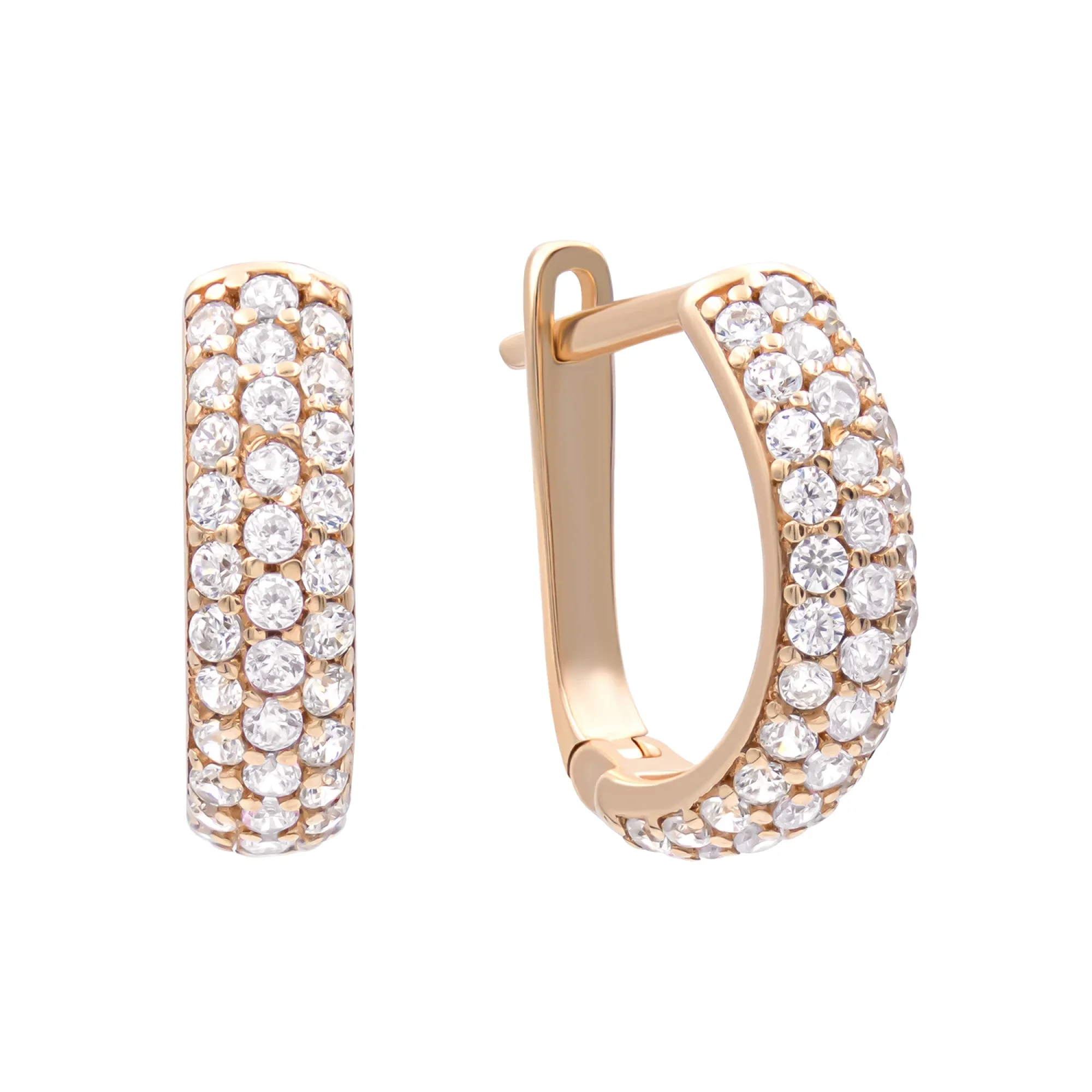Серьги с фианитами в красном золоте - 637574 - 2