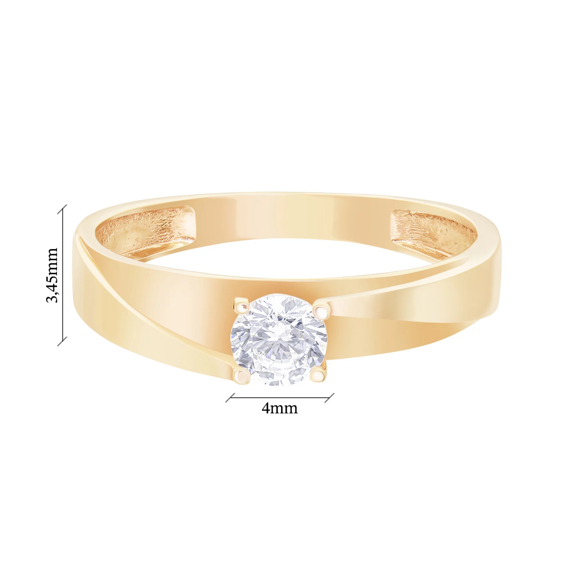 Золотое кольцо с фианитом - 1629309 – изображение 3
