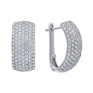 Серьги широкие из белого золота с фианитами - 637737