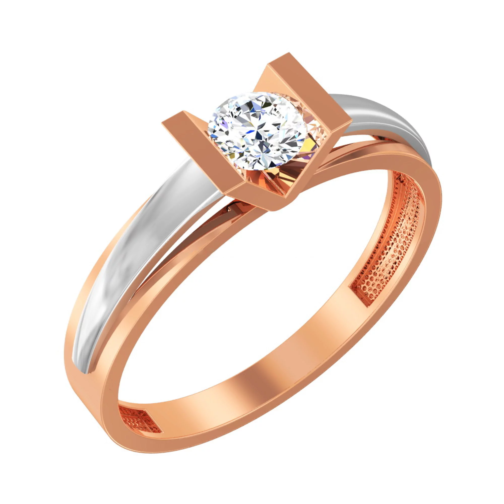 Золотое кольцо с фианитом - 585437 – изображение 1