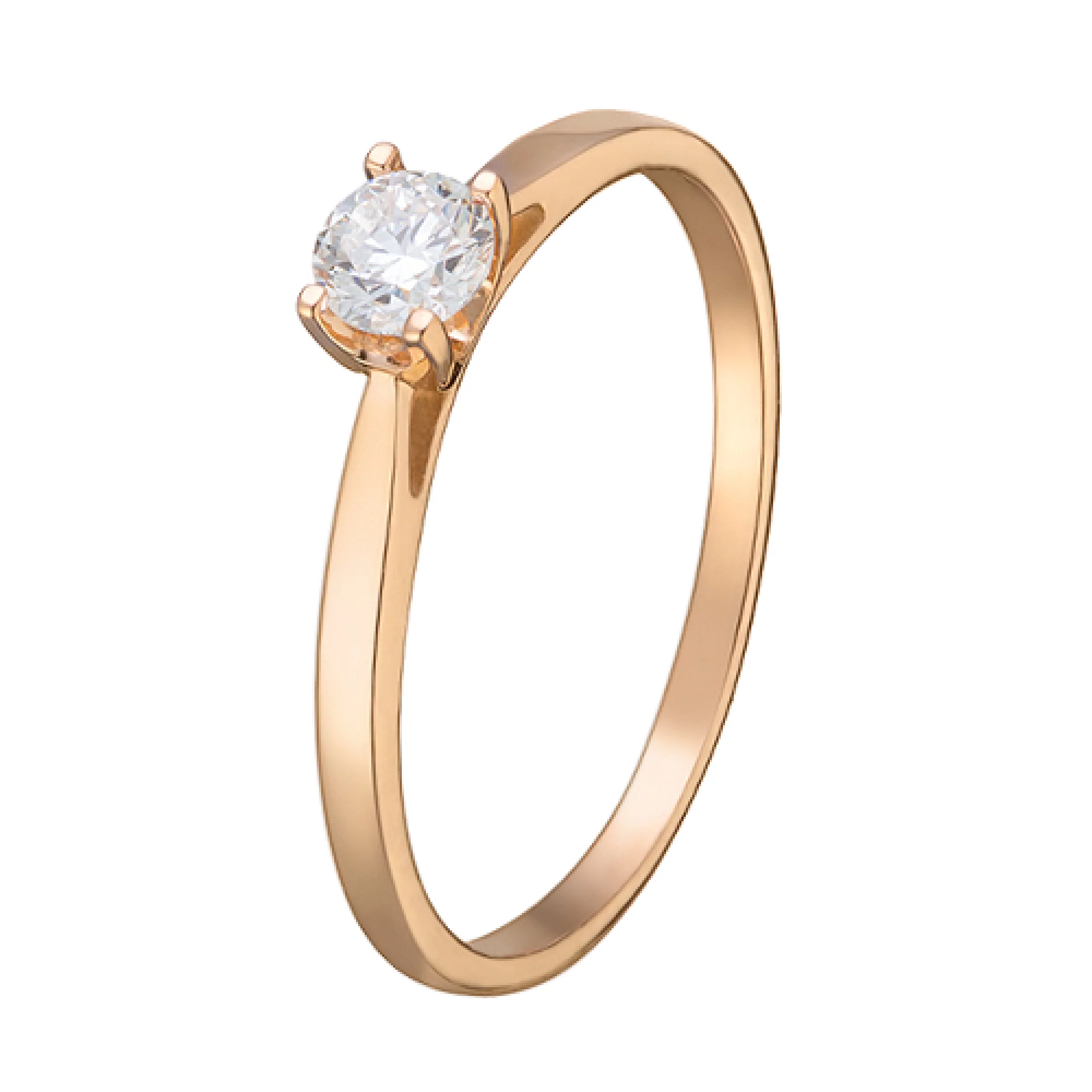 Золотое кольцо с бриллиантом - 521611 – изображение 1