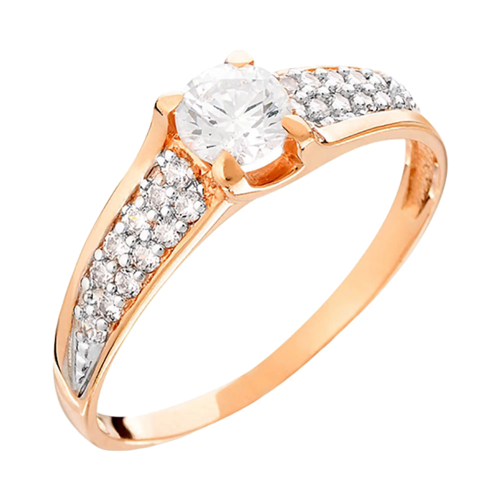 Золотое кольцо с фианитом - 569337 – изображение 1