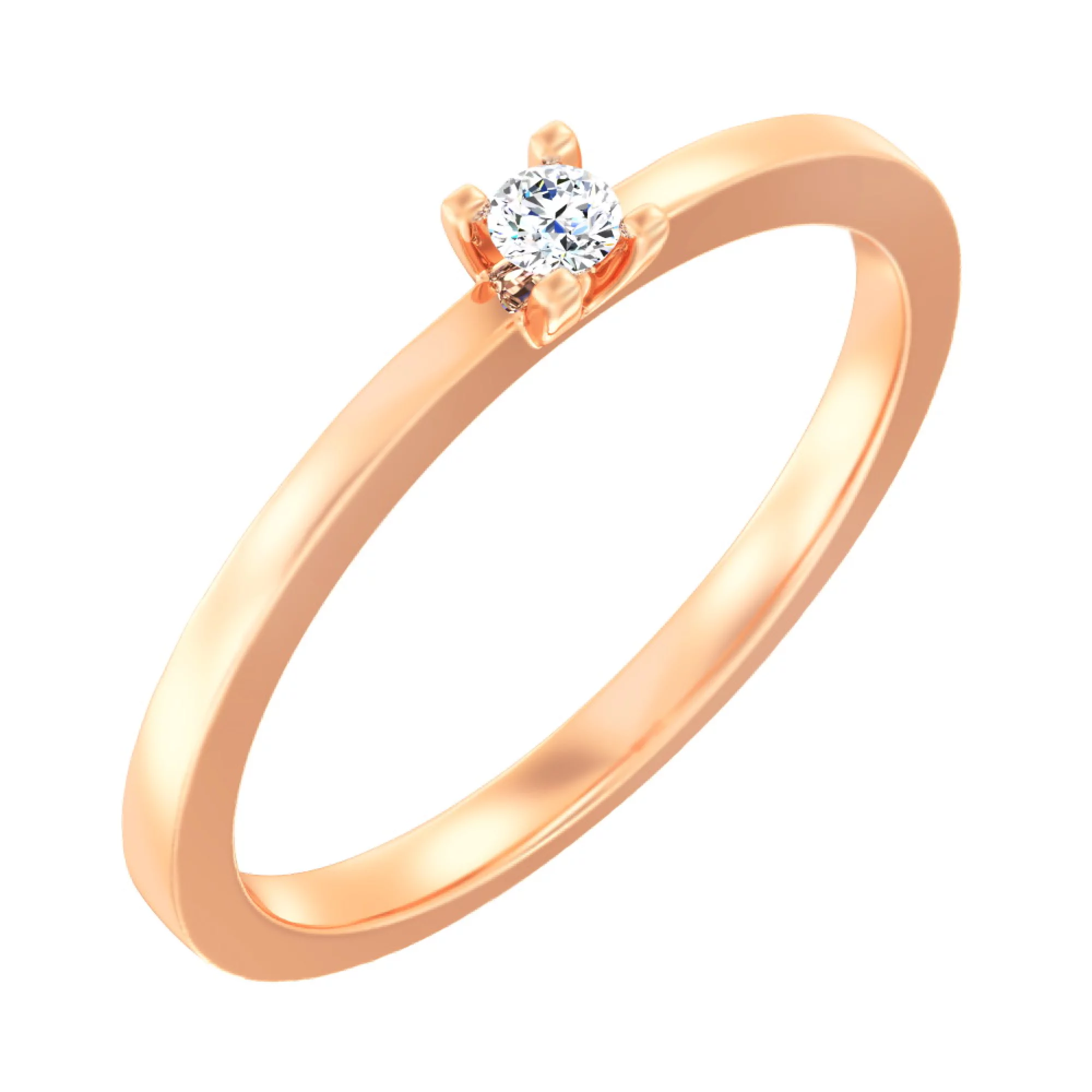 Золотое кольцо с бриллиантом - 1514020 – изображение 1