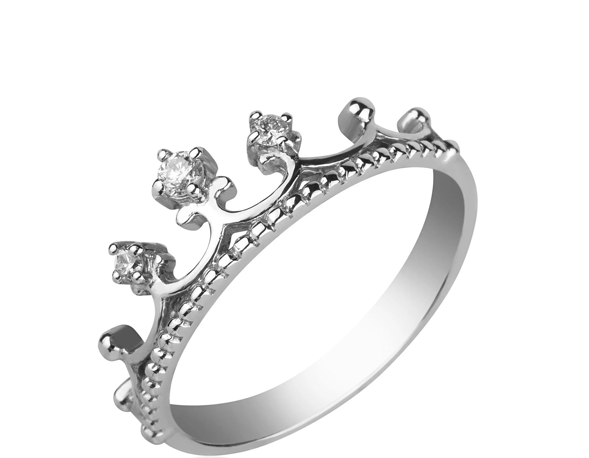 Золотое кольцо "Корона" с бриллиантом - 521692 – изображение 1