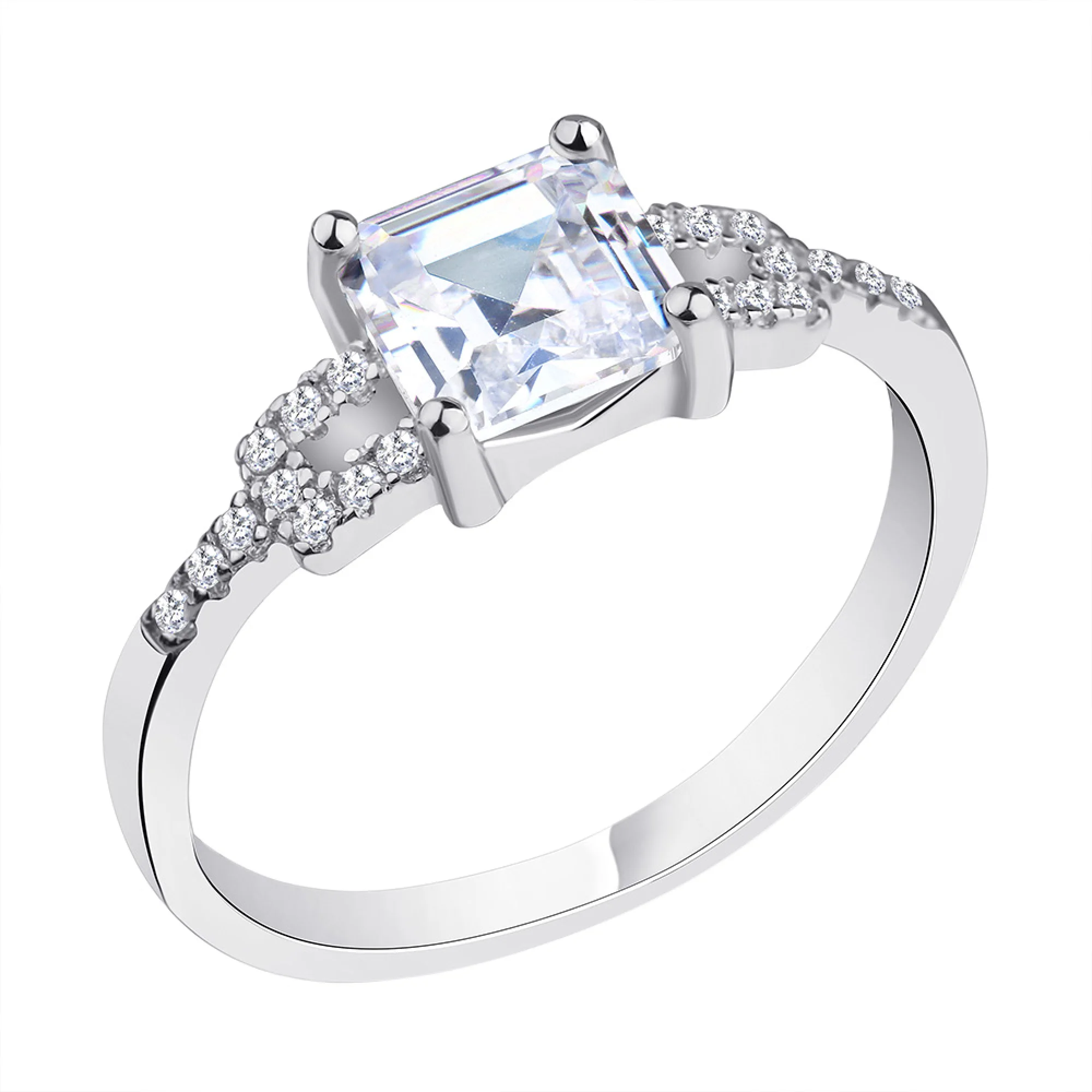 Кольцо из серебра с фианитами - 1297348 - 1