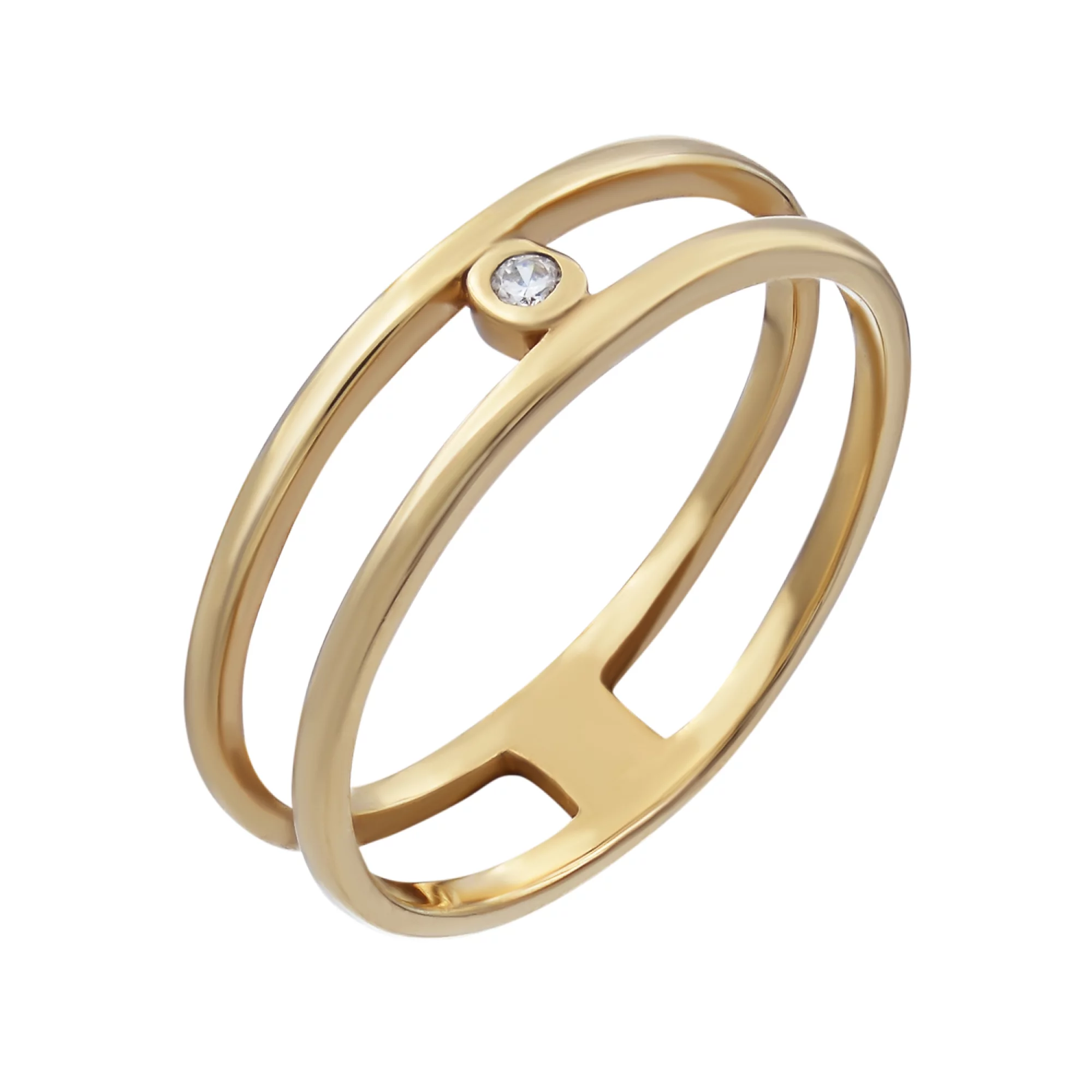 Золотое кольцо с фианитом - 521411 – изображение 1