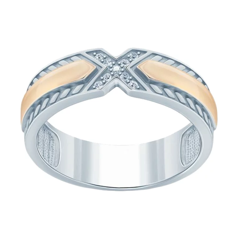 Серебряное кольцо с позолотой и фианитом. Артикул 7201/500707-ЗНР: цена, отзывы, фото – купить в интернет-магазине AURUM