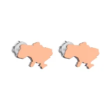 Сережки-пусети зі срібла з золотою накладкою "Україна" - 1514633