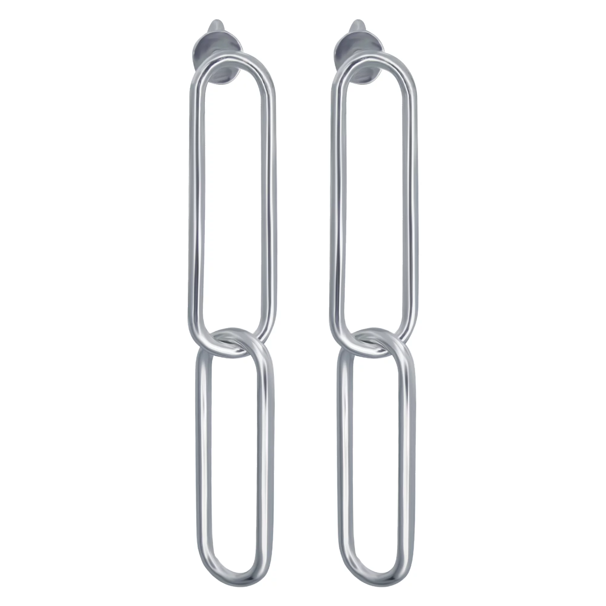 Сережки-гвоздики срібні "Ланки" - 907530 – зображення 1