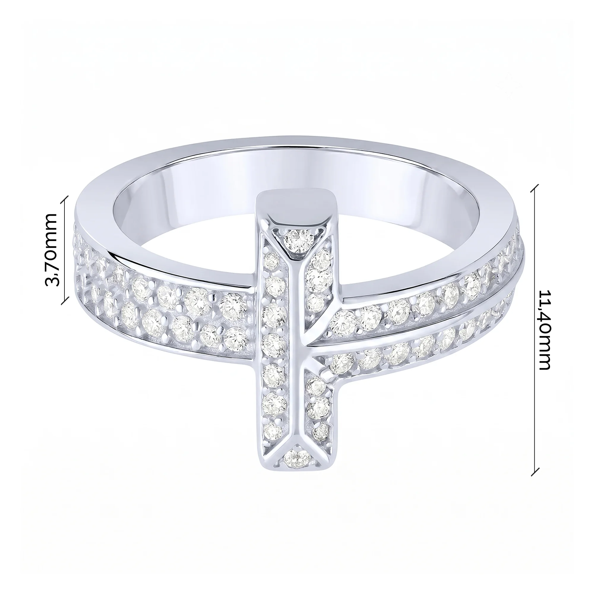 Серебряное кольцо с фианитами  - 2254692 - 3