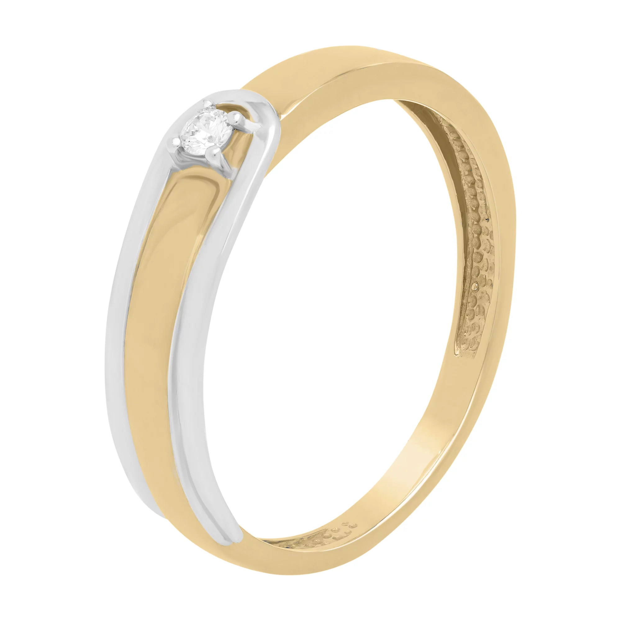 Каблучка для заручин "Шпилька" з комбінованого золота з діамантом - 1761412 – зображення 1