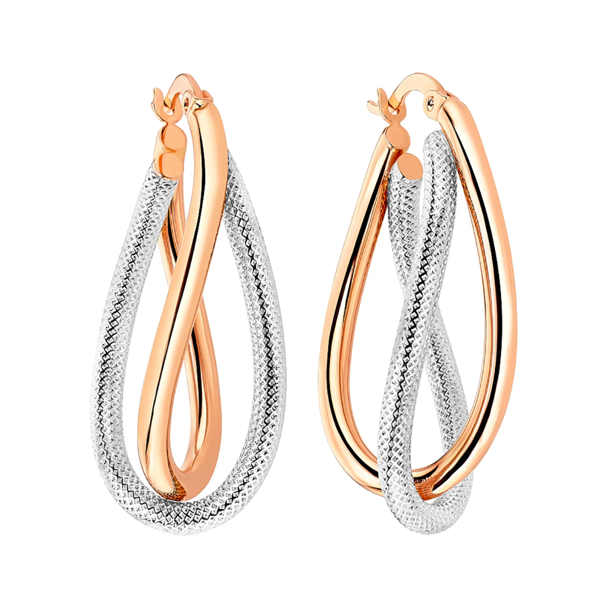 Сережки-кольцо из комбинированного золота - 965993 - 1