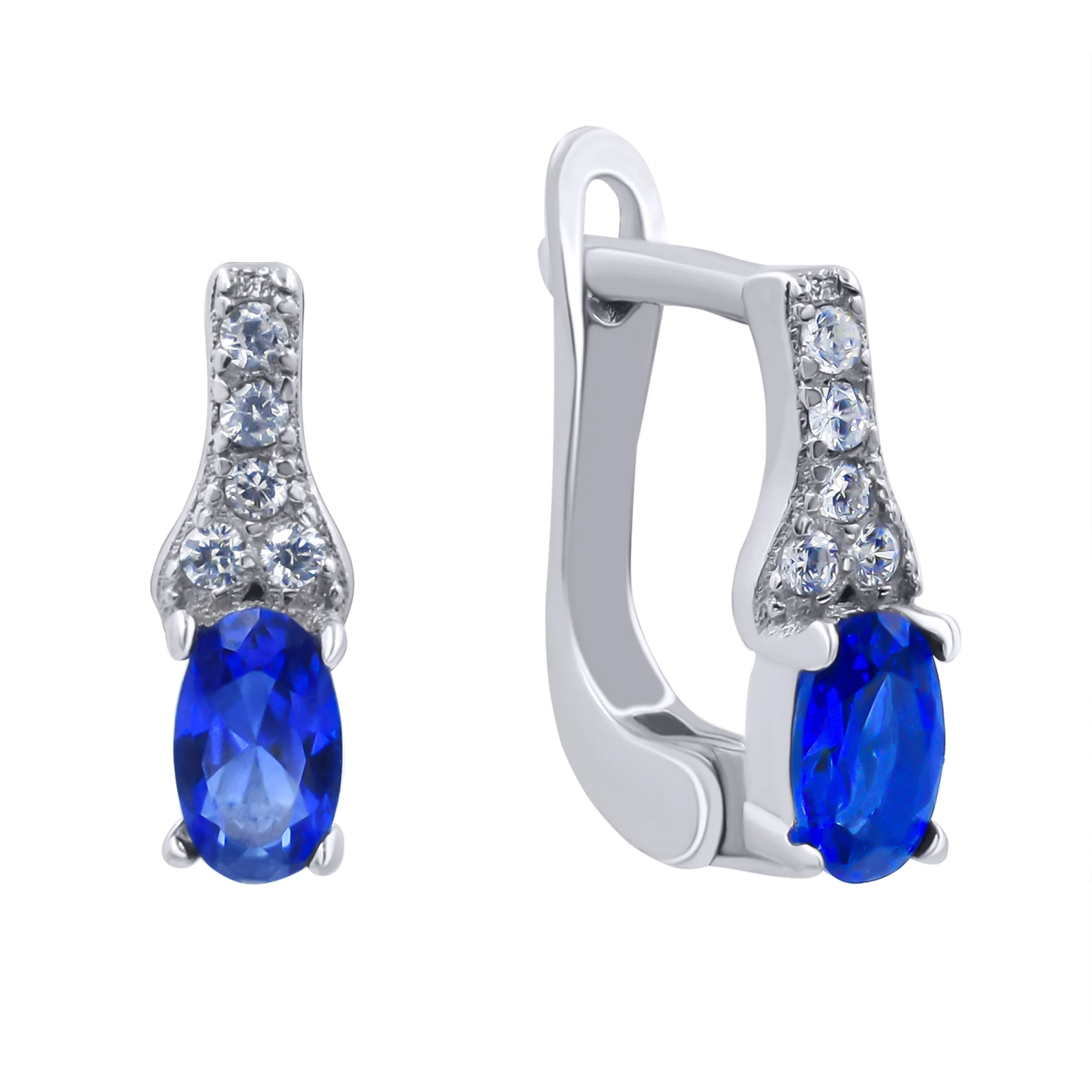 Серебряные серьги с цирконием - 375072 - 1