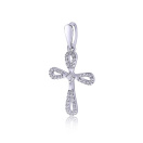 Серебряный крестик с цирконием - 458245