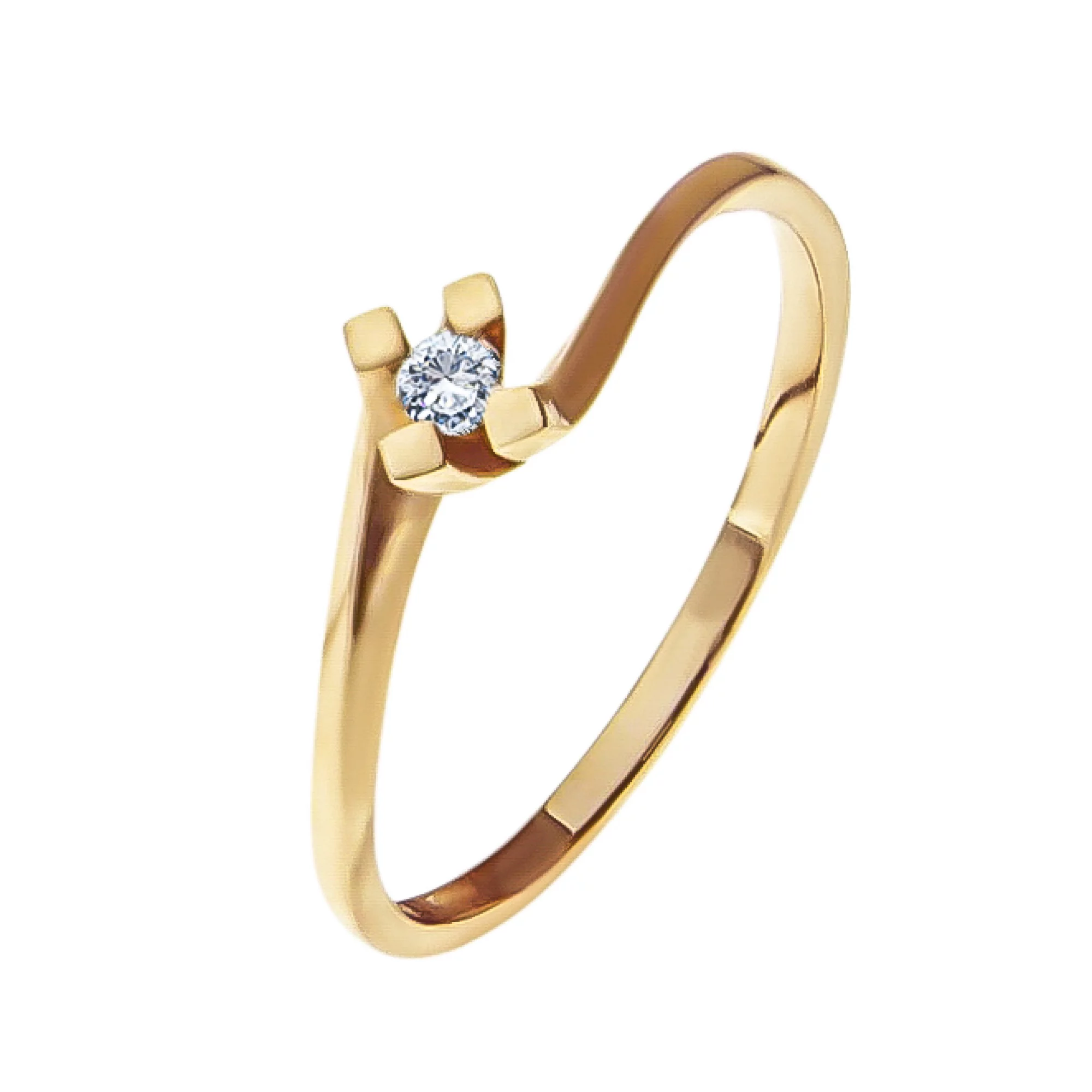 Золотое кольцо с бриллиантом - 474455 – изображение 1