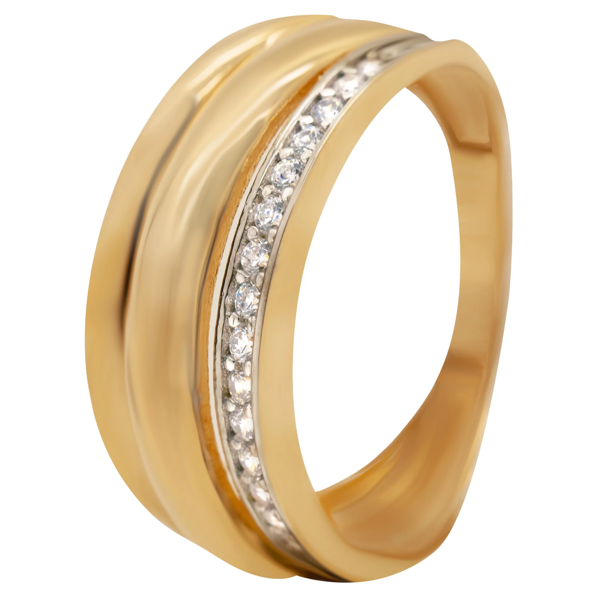 Кольцо из красного золота с фианитом - 938206 – изображение 1