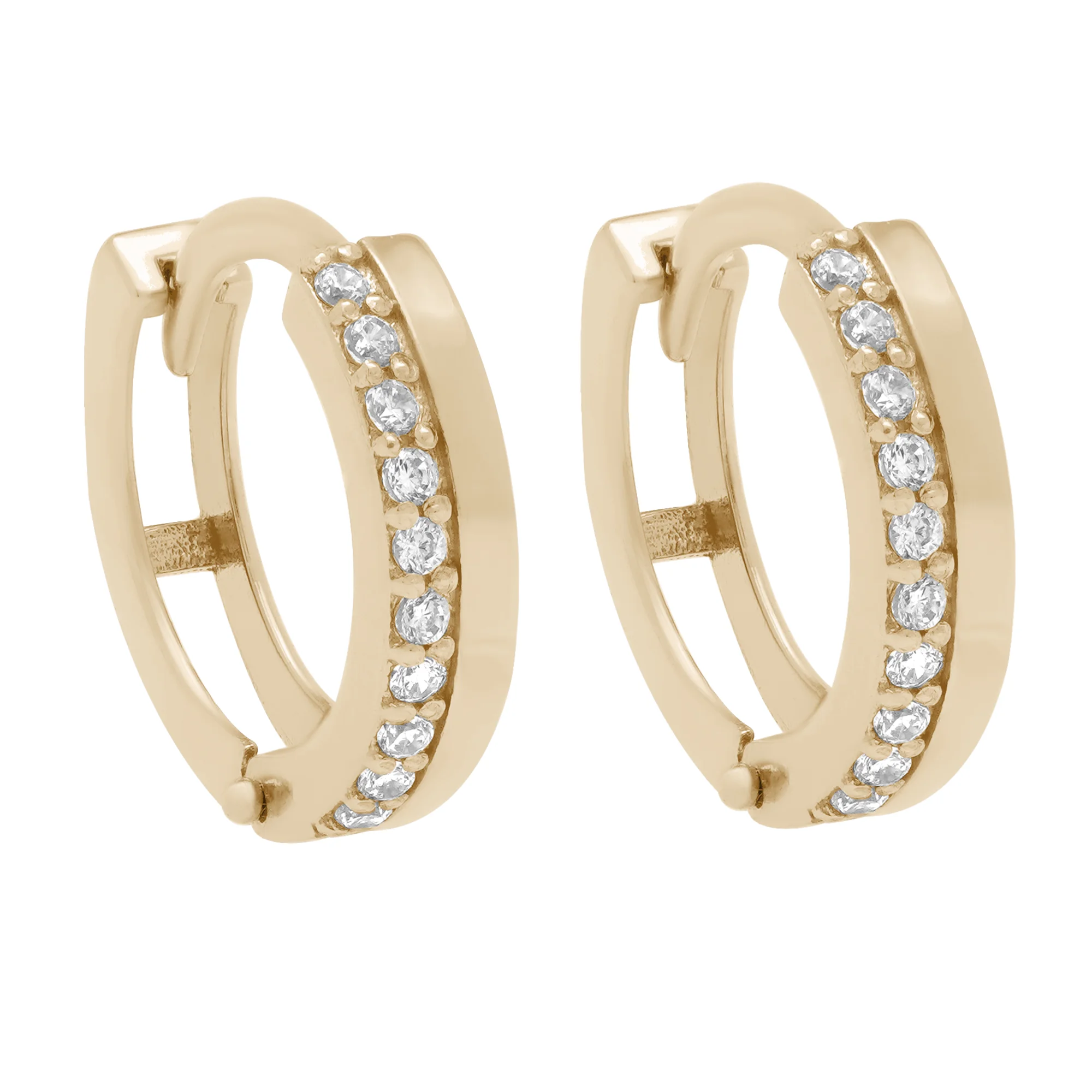 Сережки-кольца с фианитами из красного золота - 1658247 - 4