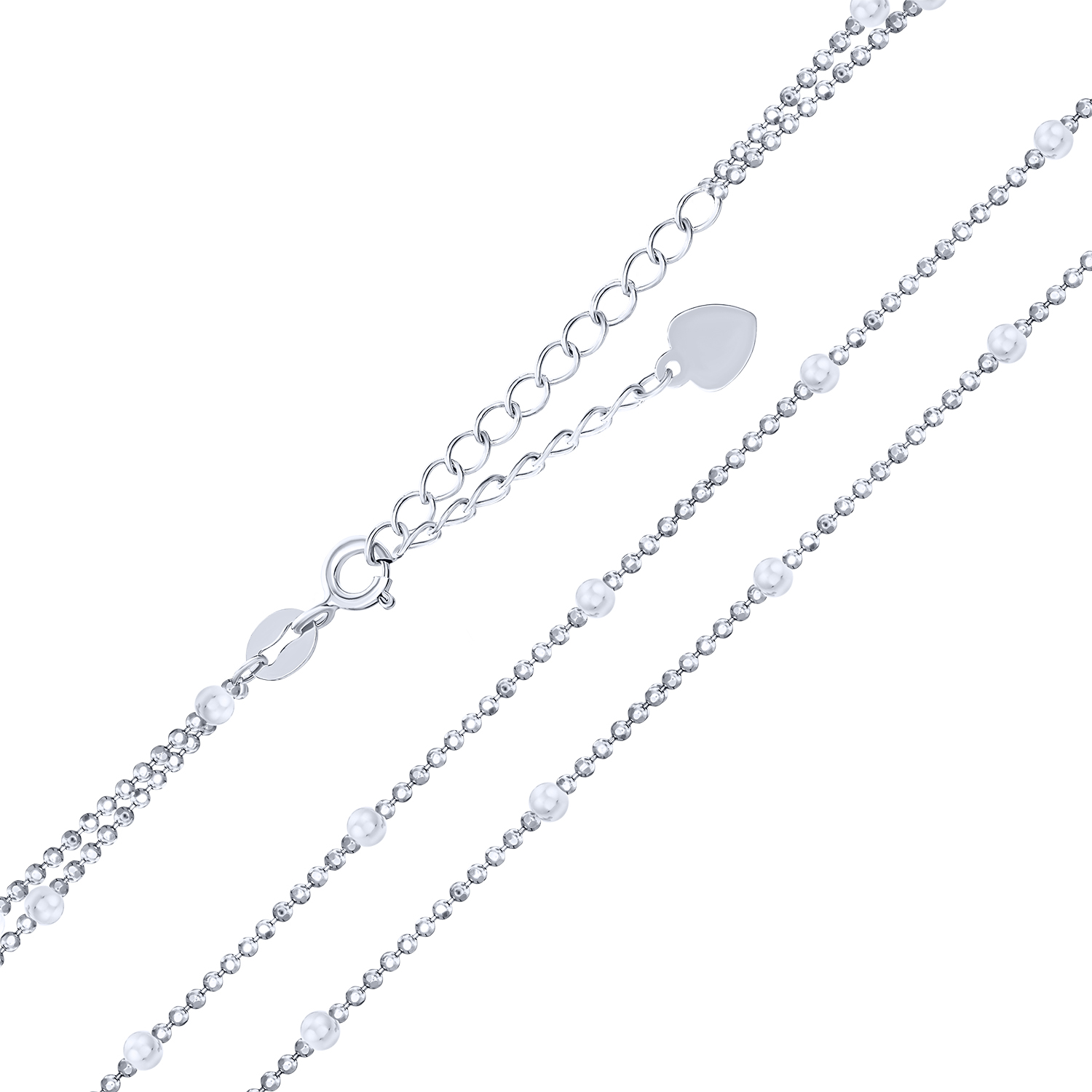 Колье из серебра с шариками плетение гольф - 1552964