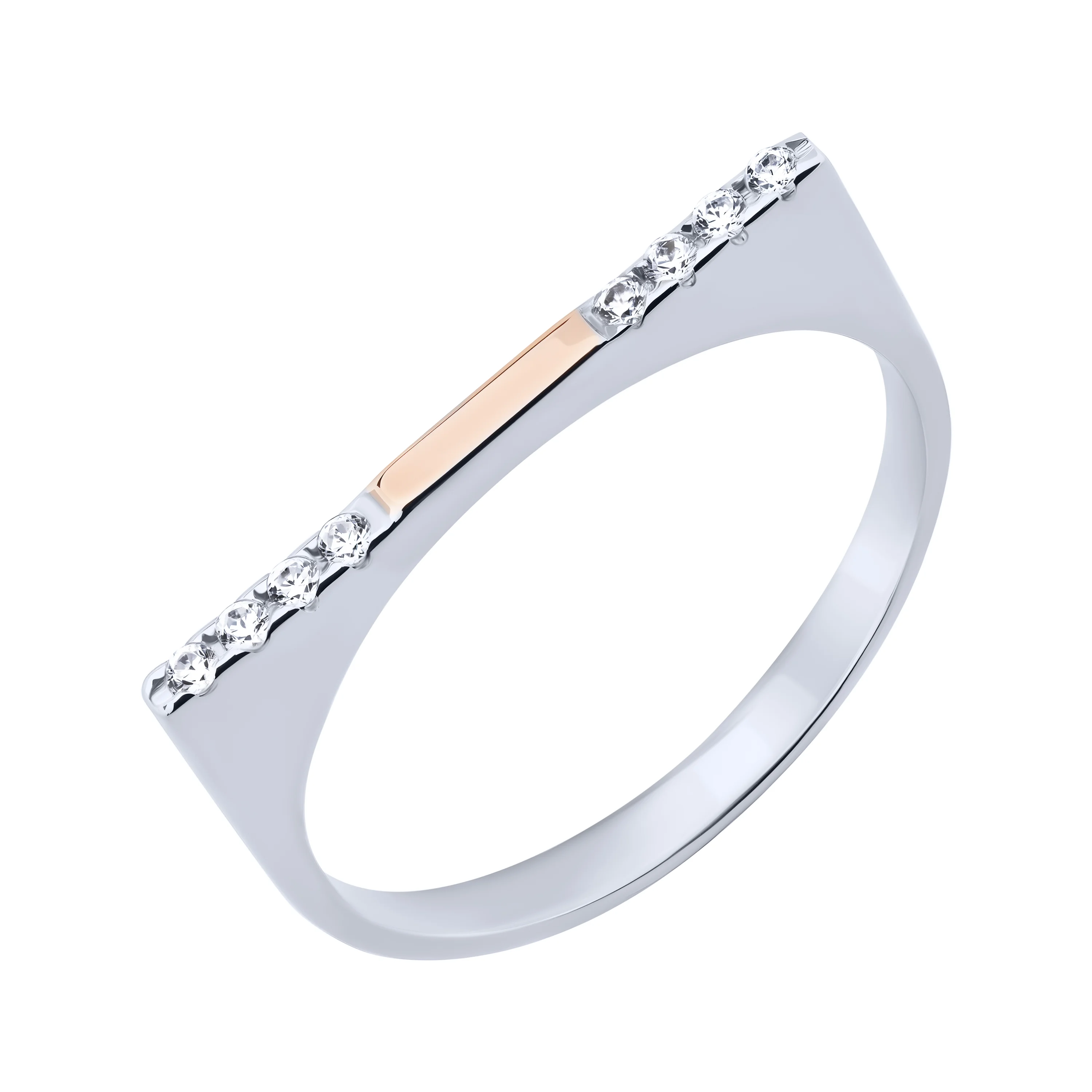 Комбіновані жіночі каблучки зі срібла із золотом