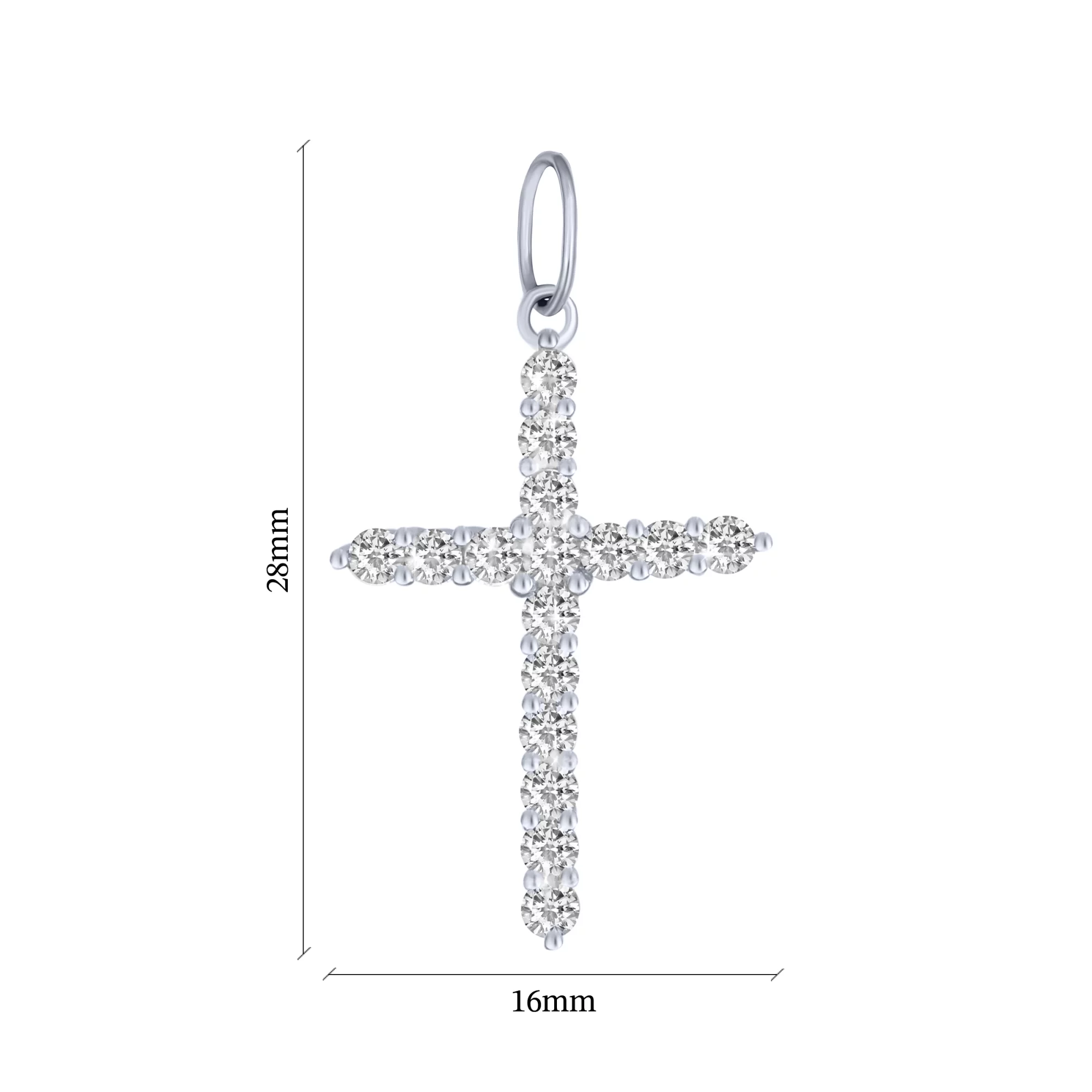 Хрестик зі срібла з доріжкою фіанітів - 1618274 – зображення 2