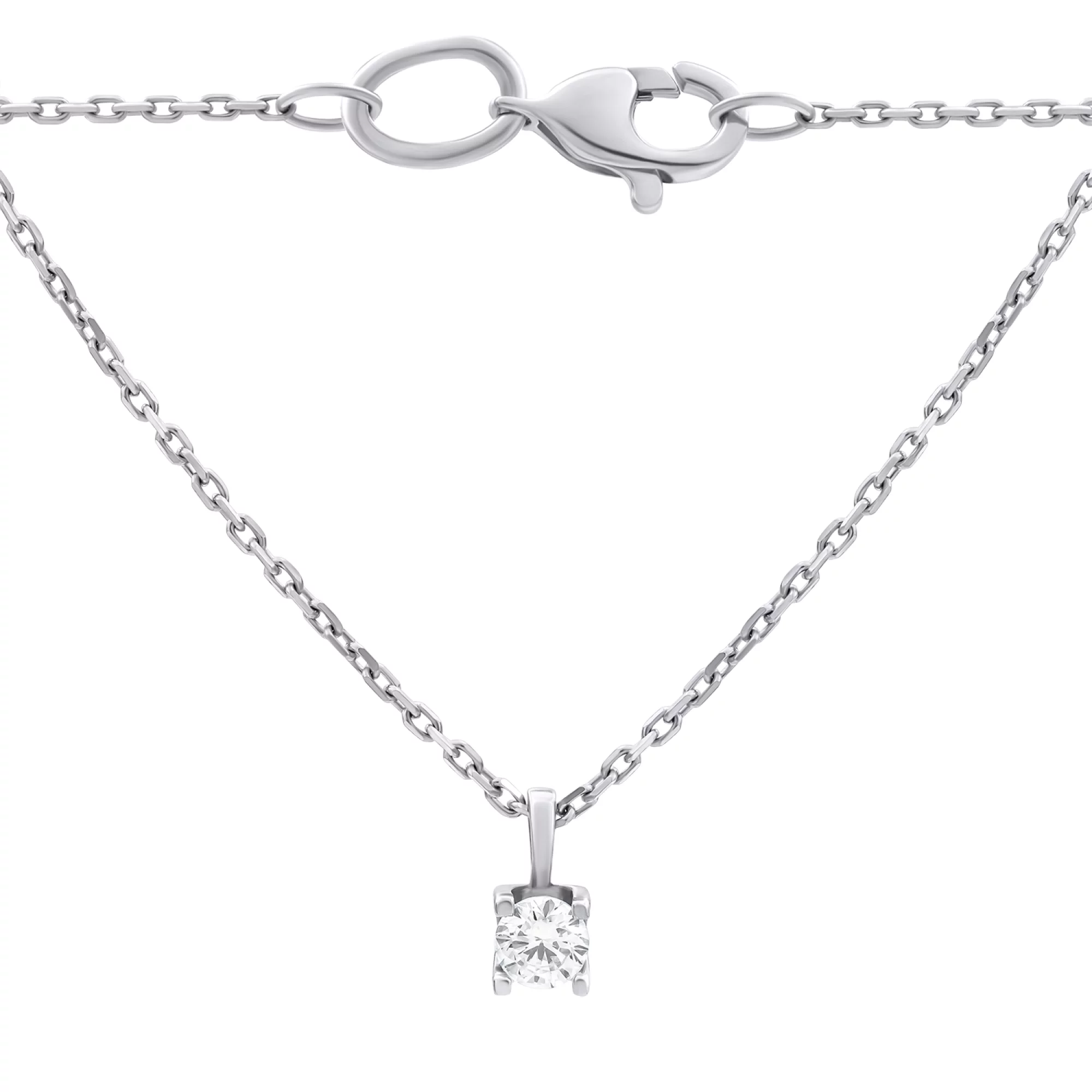 Ланцюжок з підвіскою з білого золота та діамантом плетіння якір - 870341 – зображення 1